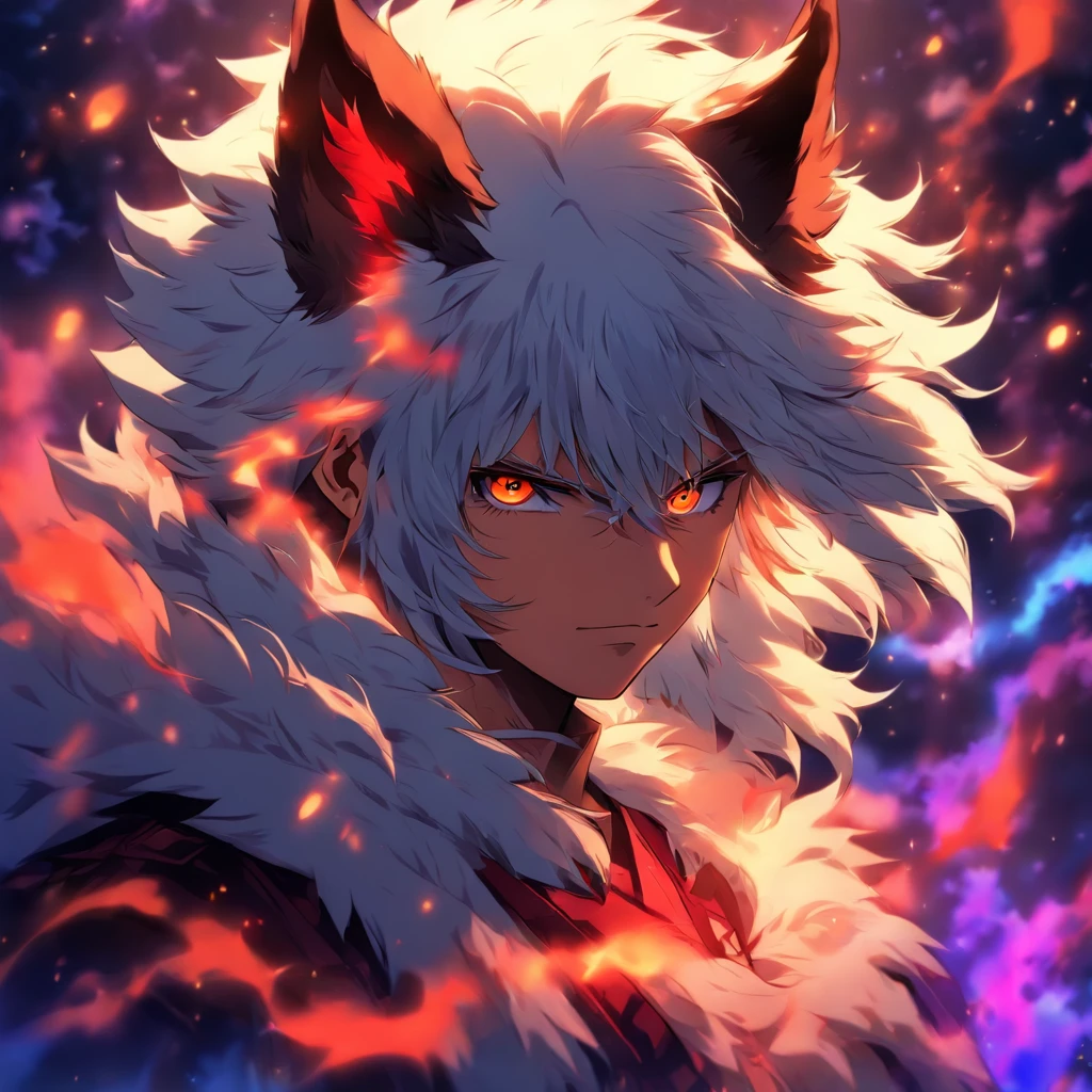 male with white hair and wolf ears