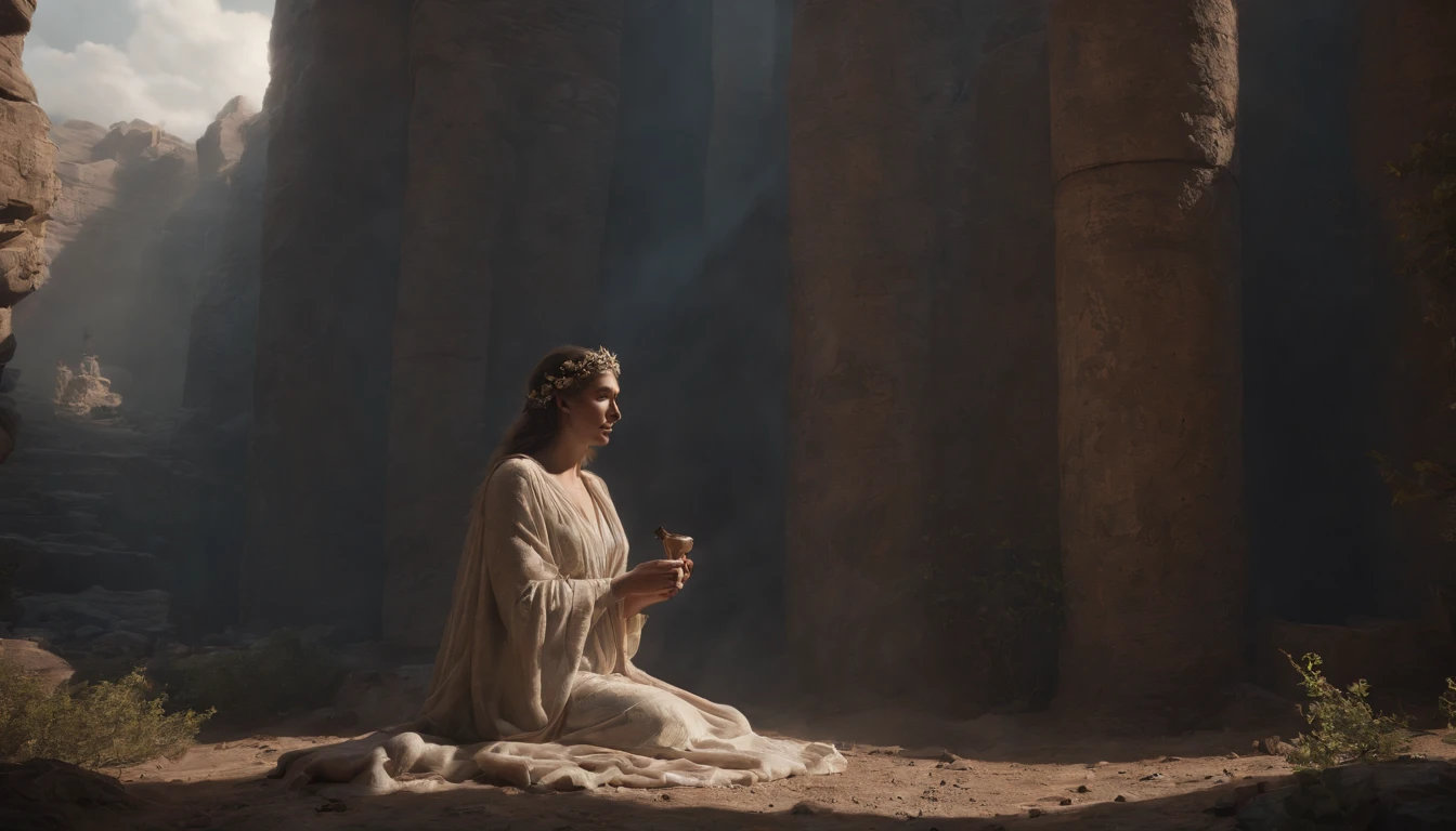 The goddess of the hunt is asking, she orders the -- ::{caveman} to keep the secret, to hide the truth of his origin from everyone. This is the only way to avoid the wrath of the celestial laws. perfect composition, beautiful detailed intricate insanely detailed octane render trending on artstation, 8 k artistic photography, photorealistic concept art, soft natural volumetric cinematic perfect light, chiaroscuro, award - winning photograph, masterpiece, oil on canvas, raphael, caravaggio, greg rutkowski, beeple, beksinski, giger
