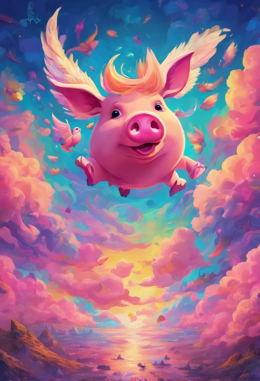 ((of the highest quality, 8K,RAW photo)), (Realistic, Photorealistic: 1.37), (Head focus: 1.1), flying pig, Wings, A pig flew into the sky,Flying pigs，Flying pigs、Clouds、Pigs with wings、Pigs with wings、Master composition, Masterpiece, Super, High quality, Award-Awarded, Best quality, A high resolution, 8K。