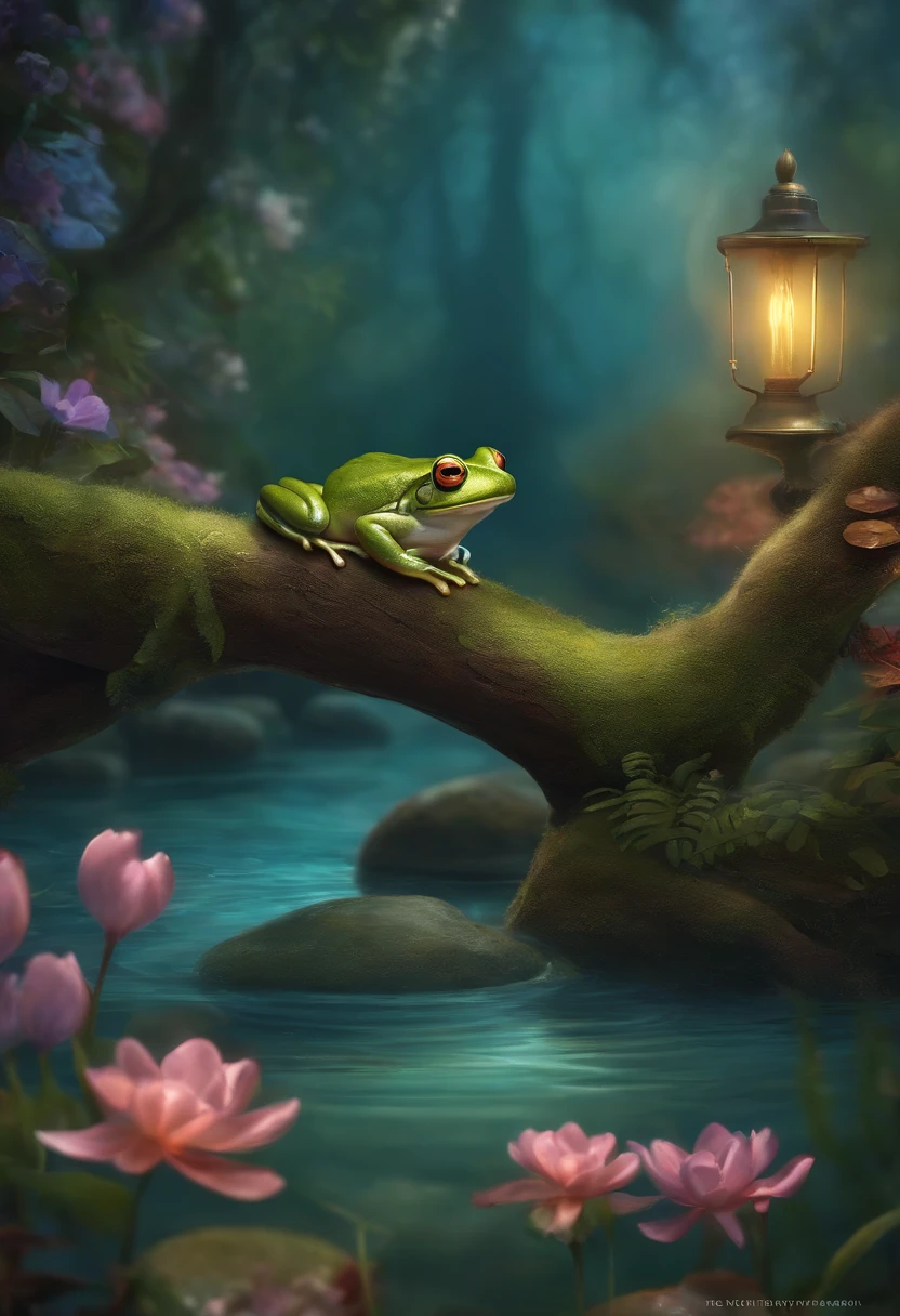 Directed by: Thomas Kinkade, Meditativo, Natureza, scenecy, mar, cartoonized frog