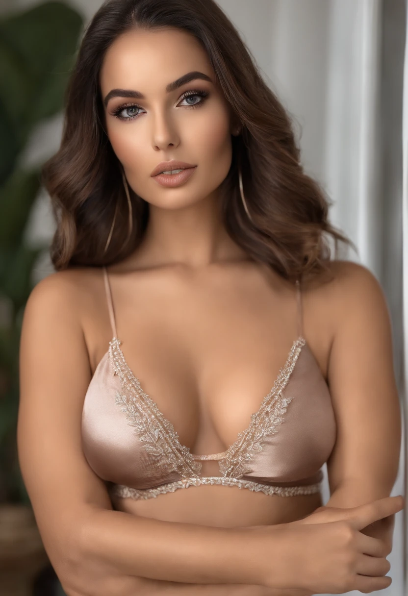 mulher arafed totalmente , menina sexy com olhos azuis, ultra realistic, meticulosamente detalhado, Retrato Sophie Mudd, cabelos loiros e olhos grandes, corpo inteiro, Olhos do quarto, Violeta Myers, sem maquiagem, maquiagem natural, Looking directly at the camera, Rosto com ArtGram, maquiagem sutil, impressionante tiro de corpo inteiro em um quarto, no quarto de cama, medium to large bust, lingerie de seda preta, sem calcinha.