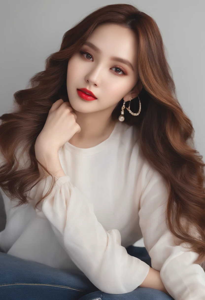Nayeon com cabelos loiros, realista