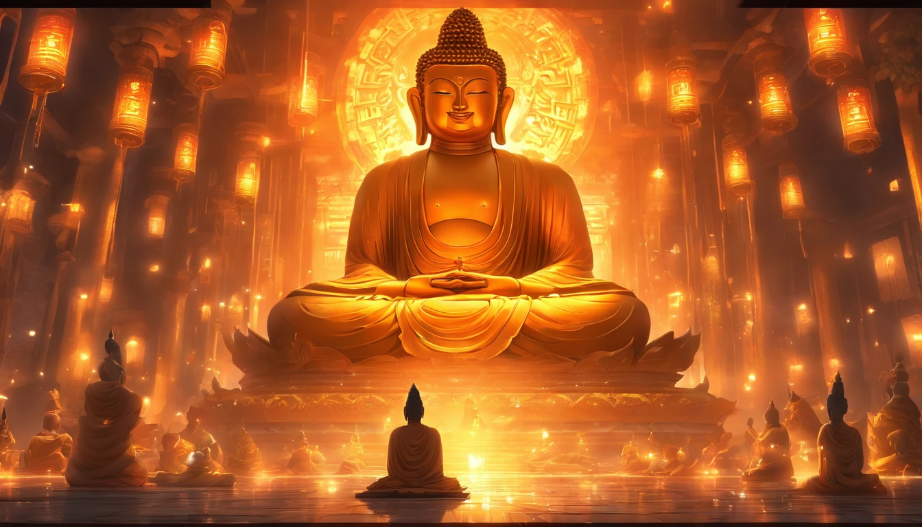 ,Meisterwerk, best quality,8K, Ultra-High-Res,In einem ruhigen Stupa,Reflexion des schwachen Morgenlichts。Eine riesige Buddha-Statue ragt hoch in der Mitte der Halle auf,Es wird zum Leben erweckt,Every detail has been meticulously carved by the artist。Die Buddha-Statue sitzt feierlich auf einem Lotussitz,An atmosphere of holiness permeates them。Das Sonnenlicht, die durch das obere Fenster eintritt, wirft gesprenkeltes Licht und Schatten,Der ganze Saal ist in Ruhe erleuchtet。
The Buddha statue is dignified,The distinctive detail makes it look real and dynamic。Buddhas Augen waren hell und leuchtend,Es scheint in der Lage zu sein, die Schwierigkeiten der Welt zu durchschauen。The meticulous hand carvings reveal the texture of the fingertips and the calm posture,Exudes a sense of detached meditation。Das goldene Gewand schimmerte sanft gegen das Licht,Es war, as if it were a splendor of heaven。
A group of devout believers gathered around the temple,Sie kamen voller Ehrfurcht, um die Buddha-Statue zu verehren,Kneel on the floor and ponder the scriptures。Her figures are shrouded in a warm glow,Der Umriss ist deutlich zu erkennen。The walls of the hall are covered with colorful prayer flags,Schaukeln Sie sanft mit der Brise,It gives the whole room a mysterious and sumptuous atmosphere。