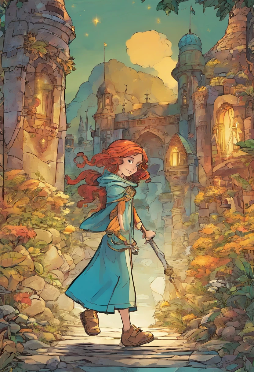 uma loira andando de lado para jogo estilo child of light