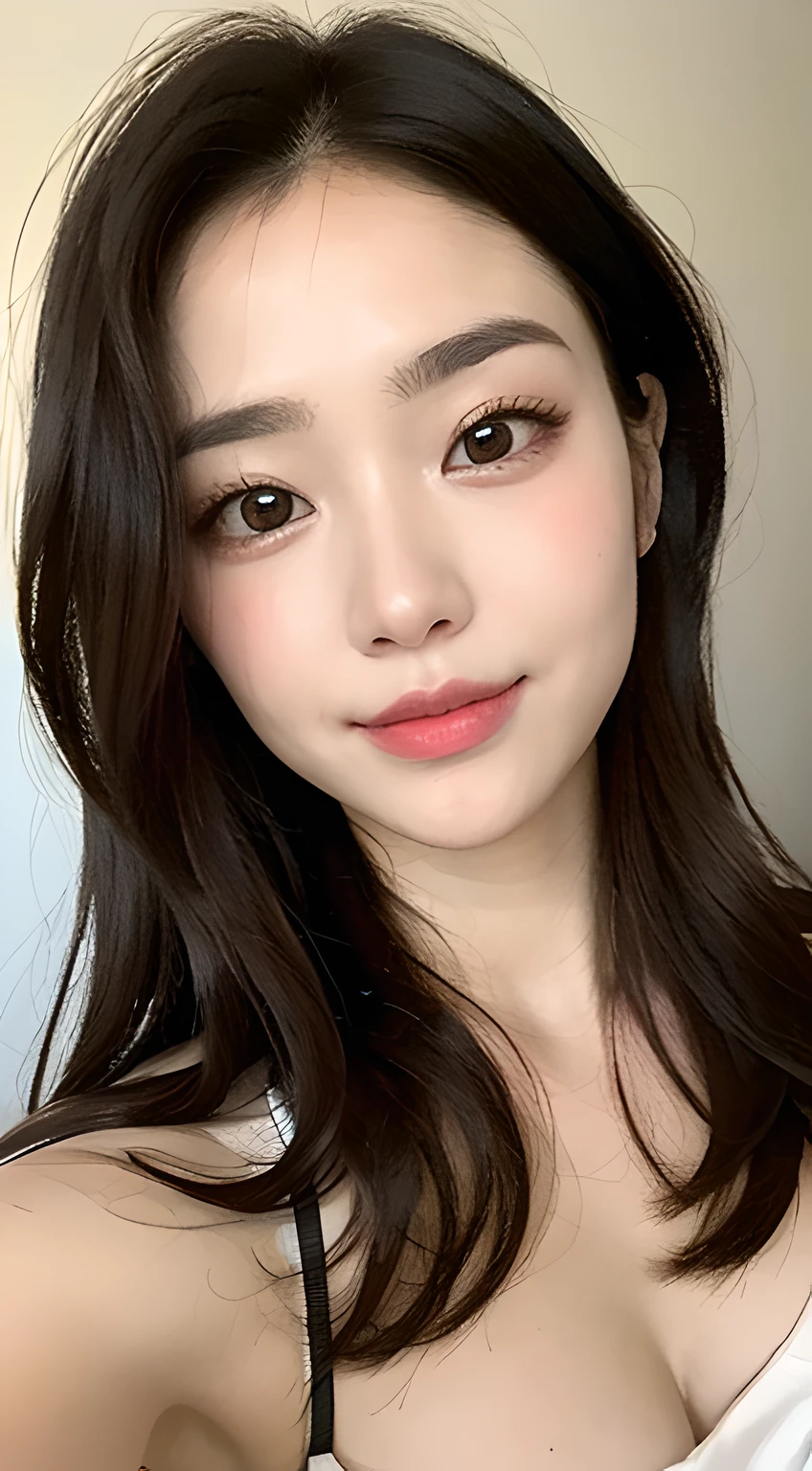 Close-up of a woman with a round face and a really lovely innocent smile wearing a pink sweater posing for a photo, a beautiful young Korean woman, a selfie 8k, a beautiful Korean woman, a beautiful Korean young woman, a beautiful Korean woman, an attractive neck, a cute Korean actress, a lovely young Korean face, a Korean girl, a kind young girl, a tzuyu from twice, a 22-year-old girl, a lovely woman