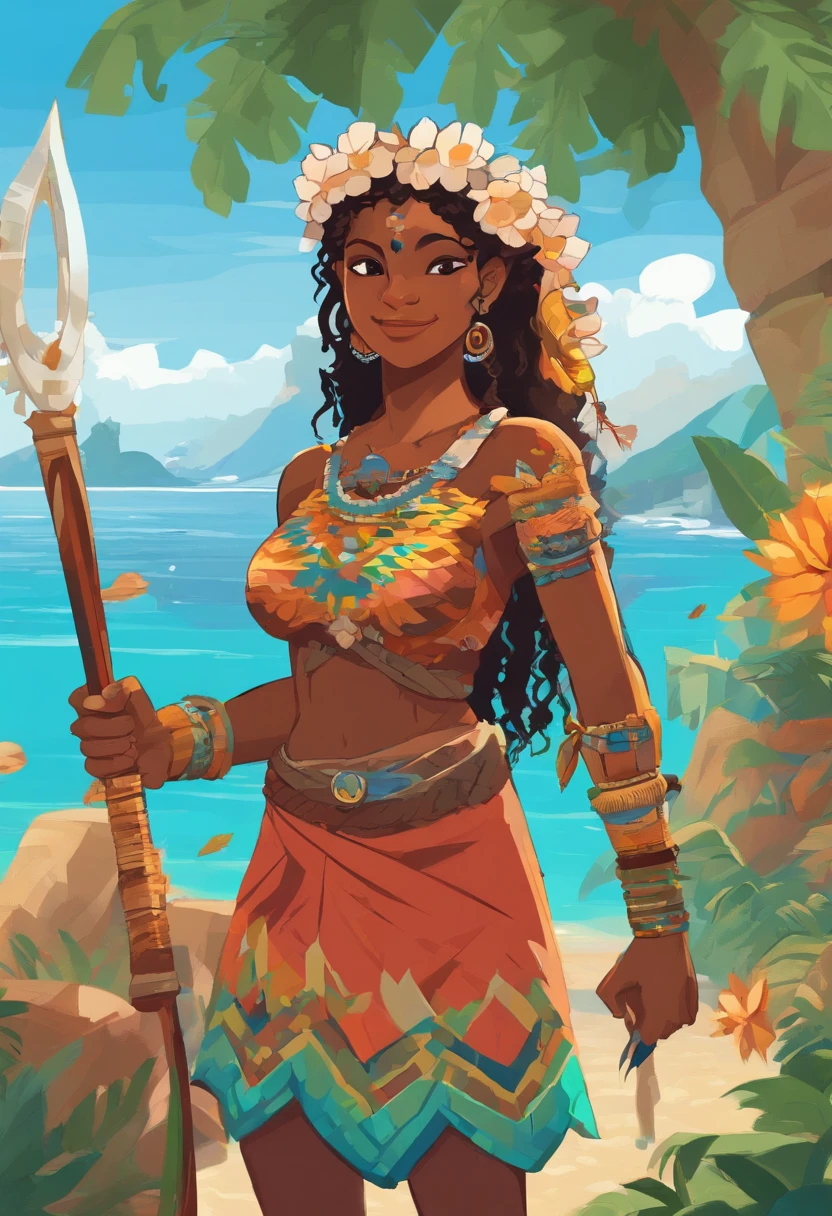 (best quality,4k,8k,highres,masterpiece:1.2),ultra-detailed,(realistic,photorealistic,photo-realistic:1.37),colorful,imaginative,humorous,adventurous,tropical,magical,animated,ocean-themed,Disney,Moana,animated movie,cartoon,fantasy-world,charming characters,funny dialogues,colorful costumes,beautiful landscapes,turquoise waters,emerald green palm trees,white sandy beaches,sunlit skies,crystal clear waves,sparkling sunshine,exotic flowers,vibrant coral reefs,towering mystical mountains,playful Polynesian people,ocean adventure,breathtaking canoeing journey,strong-willed princess,curly raven hair,deep brown eyes,bright smile,charismatic demigod,dark curly mane,lava-like tattoos,fish hook weapon,shapeshifting abilities,awe-inspiring water abilities,epic battles,heartwarming friendships,inspirational songs,empowering self-discovery,tribal dances,mythical creatures,friendly ocean spirit,lovable pet pig,Pua,adventurous pet rooster,Heihei,ancient legends,ancestral exploration,saving her people,overcoming obstacles,finding her true identity,celebrating culture and heritage.