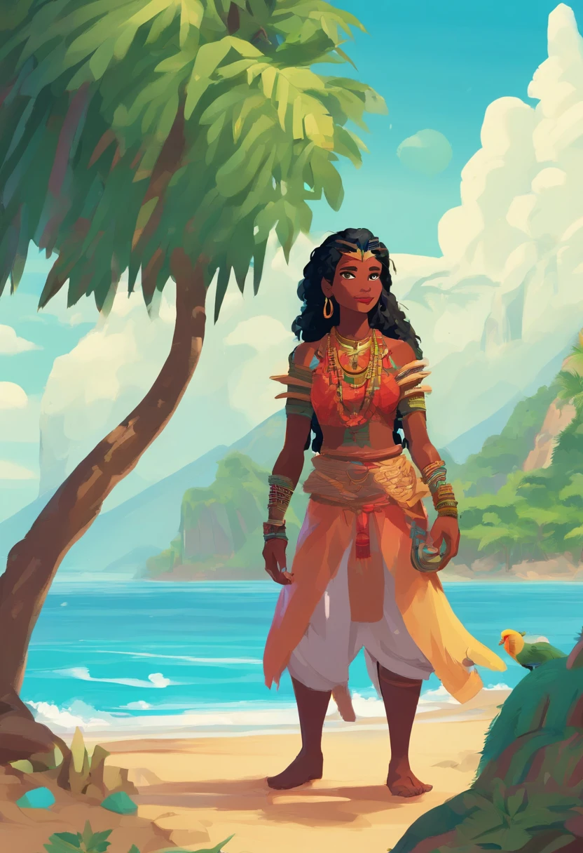 (best quality,4k,8k,highres,masterpiece:1.2),ultra-detailed,(realistic,photorealistic,photo-realistic:1.37),colorful,imaginative,humorous,adventurous,tropical,magical,animated,ocean-themed,Disney,Moana,animated movie,cartoon,fantasy-world,charming characters,funny dialogues,colorful costumes,beautiful landscapes,turquoise waters,emerald green palm trees,white sandy beaches,sunlit skies,crystal clear waves,sparkling sunshine,exotic flowers,vibrant coral reefs,towering mystical mountains,playful Polynesian people,ocean adventure,breathtaking canoeing journey,strong-willed princess,curly raven hair,deep brown eyes,bright smile,charismatic demigod,dark curly mane,lava-like tattoos,fish hook weapon,shapeshifting abilities,awe-inspiring water abilities,epic battles,heartwarming friendships,inspirational songs,empowering self-discovery,tribal dances,mythical creatures,friendly ocean spirit,lovable pet pig,Pua,adventurous pet rooster,Heihei,ancient legends,ancestral exploration,saving her people,overcoming obstacles,finding her true identity,celebrating culture and heritage.