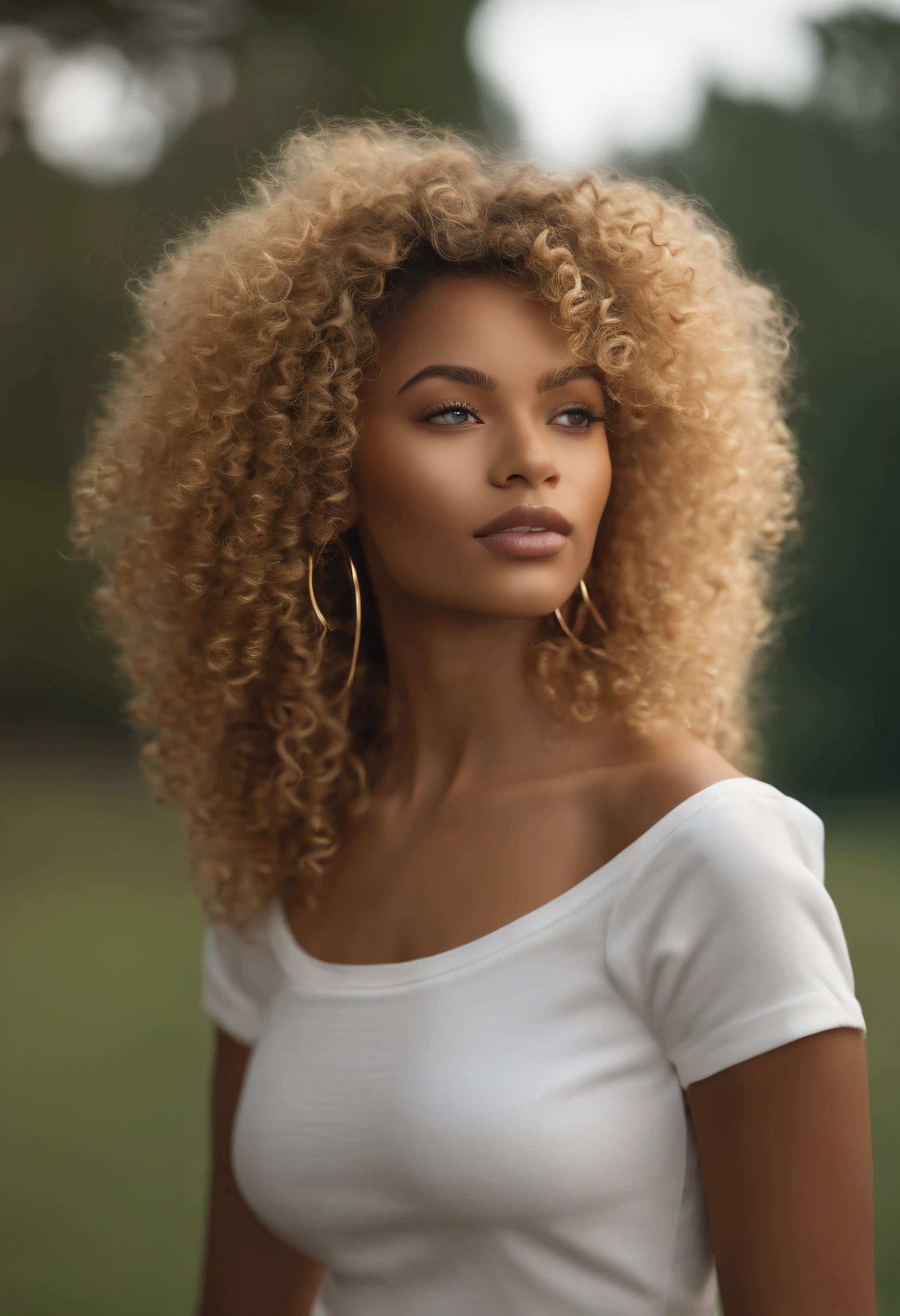 "Ultra-realistic image of a beautiful 21-year-old Afro-Latin girl,Caramel peel, corps parfait, forte poitrine, nez fin,Taille fine, cheveux blond, Curly curly hair karibean , Piercing light green eyes.hyper-realistic,anatomie correcte,Facial features are carefully represented,Boucles gratuites, curly blonde hair, (cour, curly blonde hair), Long curly wild blonde hair, cheveux multiversaux, cour, curly blonde hair, curly blonde hair, Boucles, wavy hair spread out, Boucles baroques, Boucles, Curly,Texture des cheveux, Curly bang,Photo ID