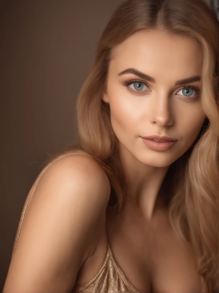 Woman with matching tank top and panties, Sexy girl with blue eyes, portrait sophie mudd, portrait corinna kopf, blonde hair and large eyes, Selfie einer jungen Frau, Augen im club Violet Myers, ohne Make-up, Natural makeup, Blick direkt in die Kamera, Gesicht mit Artgram, dezentes Make-up, Stunning full body shot, im Schlafzimmer, Spaltung, [High Resolution, 8k, long shot, best quality camera lens, sony premium camera], 1girl, solo, (woman body : pale skin tone, hourglass body type, big natural boobs, perfect model face), (straightened hair, ginger caramel hair, sexy golden eyes, seductive look, detailed facial features, alluring face, a wide-angle waist-up portrait photo of 20 years old woman), realistic textured golden eyes, beautiful eyes, hyper detailed eyes, perfect fingers, beautiful fingers, matching colour fingernails, cinematic, (highly detailed skin:1.2), 8k uhd, dslr, soft lighting, high quality, [professional makeup for photoshoot]