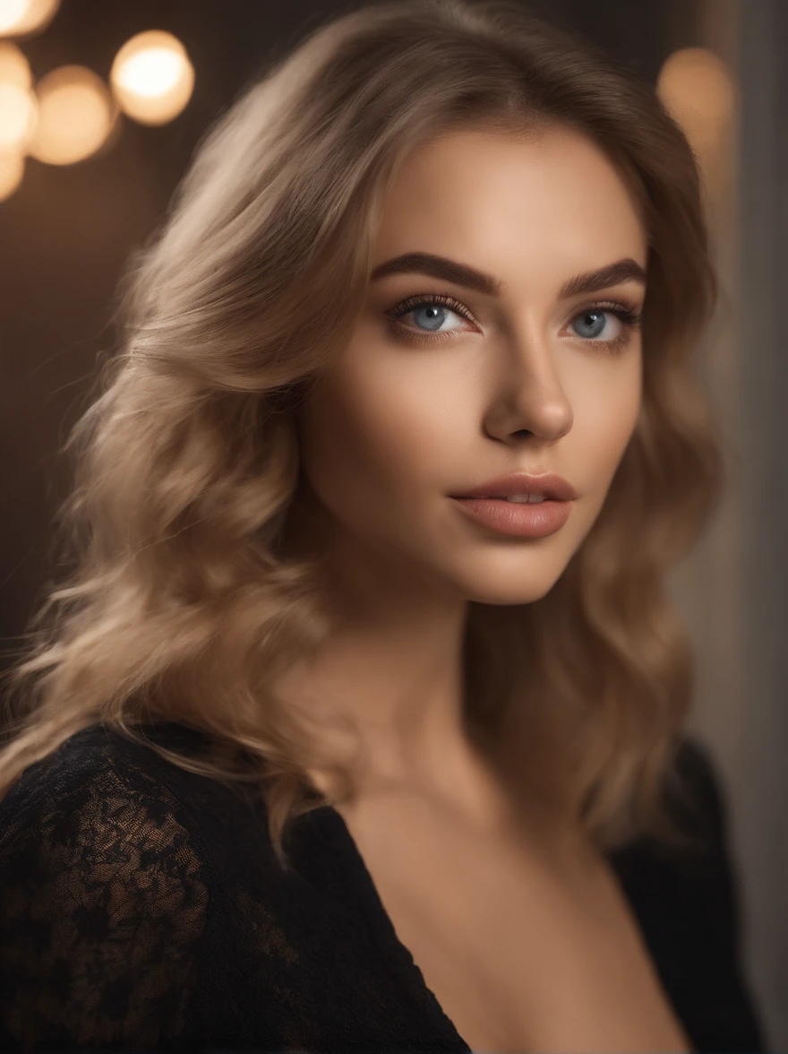 Woman with matching tank top and panties, Sexy girl with blue eyes, portrait sophie mudd, portrait corinna kopf, blonde hair and large eyes, Selfie einer jungen Frau, Augen im club Violet Myers, ohne Make-up, Natural makeup, Blick direkt in die Kamera, Gesicht mit Artgram, dezentes Make-up, Stunning full body shot, im Schlafzimmer, Spaltung, [High Resolution, 8k, long shot, best quality camera lens, sony premium camera], 1girl, solo, (woman body : pale skin tone, hourglass body type, big natural boobs, perfect model face), (straightened hair, ginger caramel hair, sexy golden eyes, seductive look, detailed facial features, alluring face, a wide-angle waist-up portrait photo of 20 years old woman), realistic textured golden eyes, beautiful eyes, hyper detailed eyes, perfect fingers, beautiful fingers, matching colour fingernails, cinematic, (highly detailed skin:1.2), 8k uhd, dslr, soft lighting, high quality, [professional makeup for photoshoot]