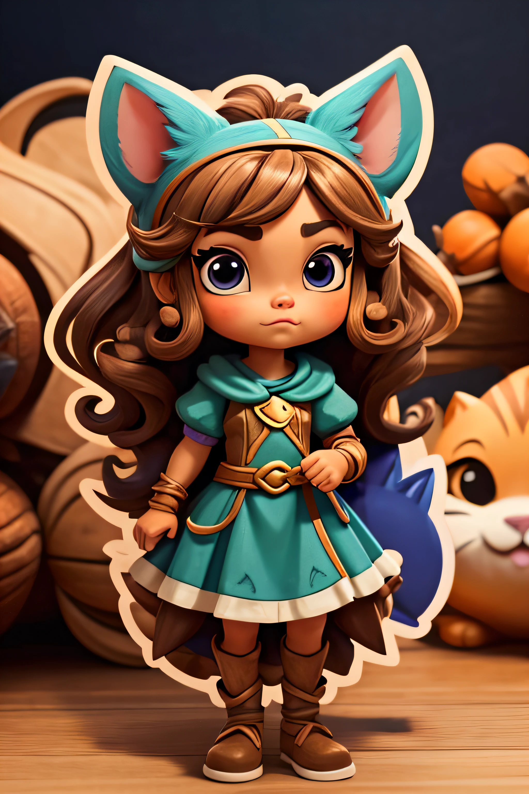 Chica con orejas de gato y armadura medieval, ojos azules, Hoja de personaje de colores de la raza siamesa, different angles, Multiple poses, , Mia is a 10-year-old student with great, expresivos ojos color avellana y largos, Light brown curly hair. Es de estatura media para su edad. She usually wears a colorful and comfortable dress, con calzado deportivo.
