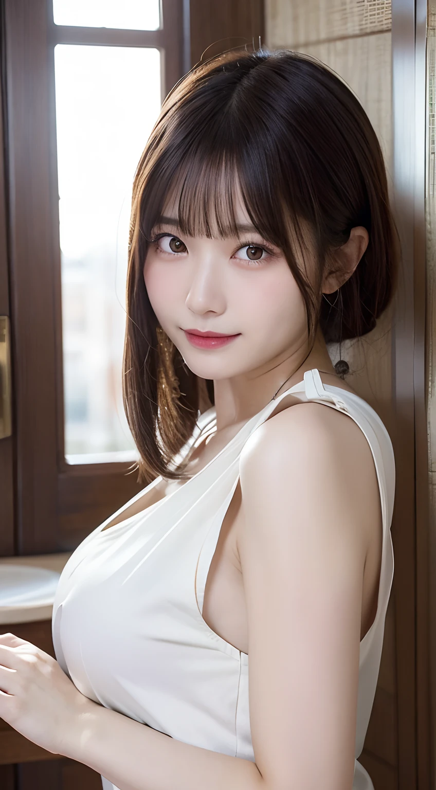 (top-quality,​masterpiece:1.3,超A high resolution,),(ultra-detailliert,Caustics),(Photorealsitic:1.4,RAW shooting,)Ultra-realistic capture,A highly detailed,High resolution 16K human skin close-up。 Skin texture natural、,The pores are、Must be detailed enough to be easy to identify。 Skin should look healthy with even tones。 Use natural light and color,1人,japanes,18year old,kawaii,A dark-haired,Middle hair,(large boob:1.2),smil,Turn your body to the front,(front-facing view:1.2),Looking at the camera,SEA,boob focused:1.1,Chest close-up:1.1,下着、SEXY]