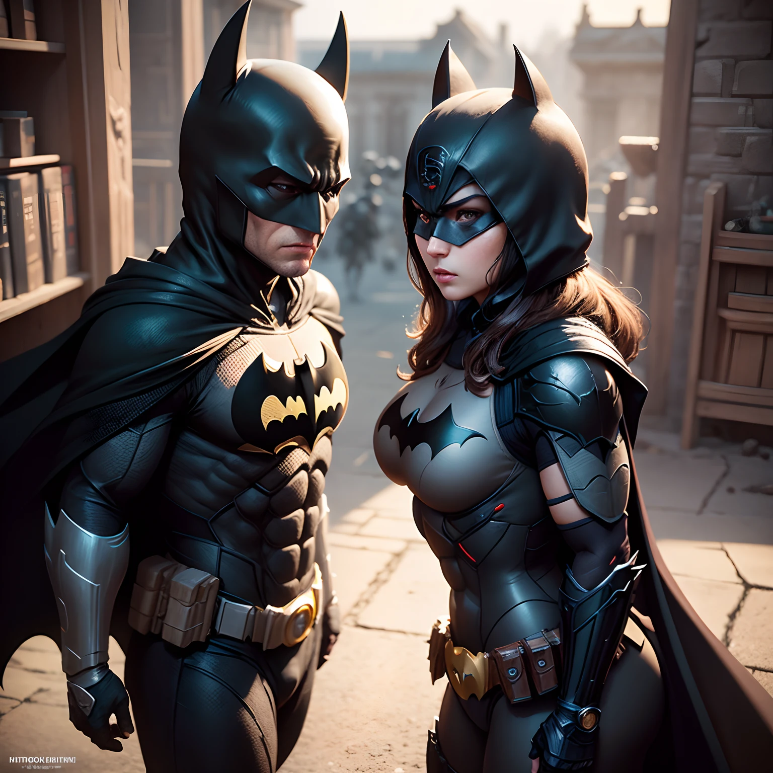 Cute Batman warriors in realistic 4K armor, full entire body,Super Detailed, Vray Display, Unrealistic engine, Midjourney Art Style.