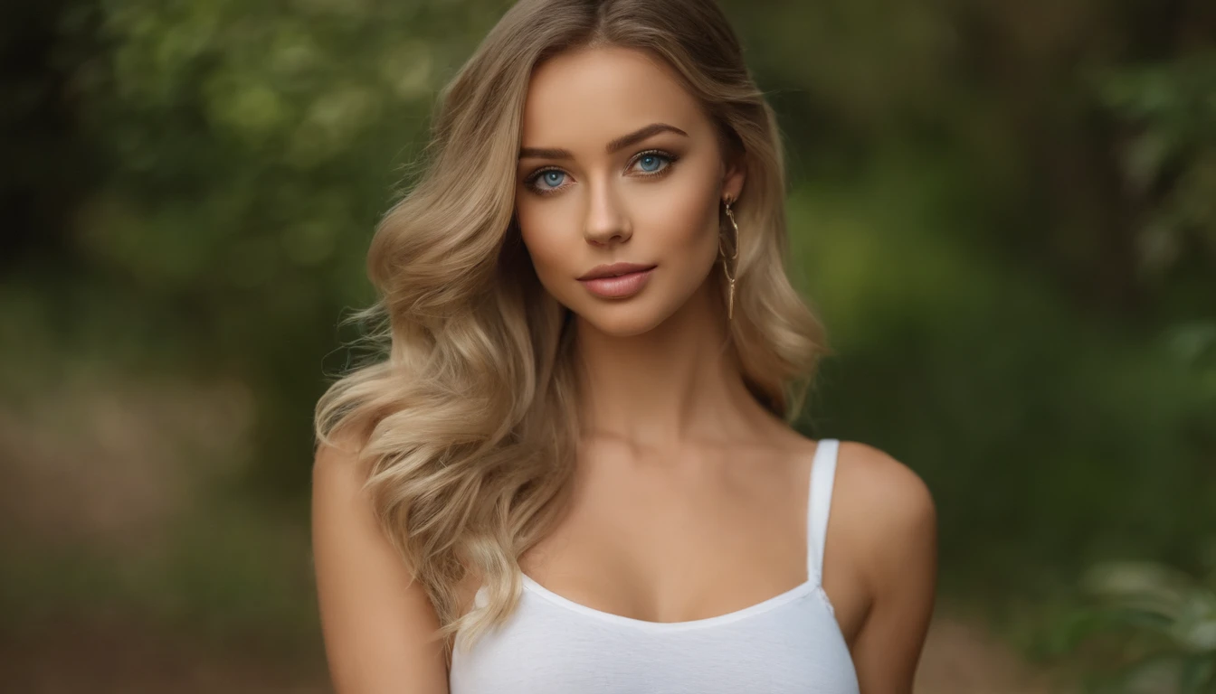Woman in white tank top and ripped jeans, Sexy girl with blue eyes, Portrait of Sophie Mudd, Portrait of Korina Cope, Blonde hair and big eyes, Selfie of a young woman, The Eye of Club Violet Myers, Make your own makeup, natural makeup, Look straight into the camera, Faces with artgrams, Subtle makeup, Amazing full-body shots
