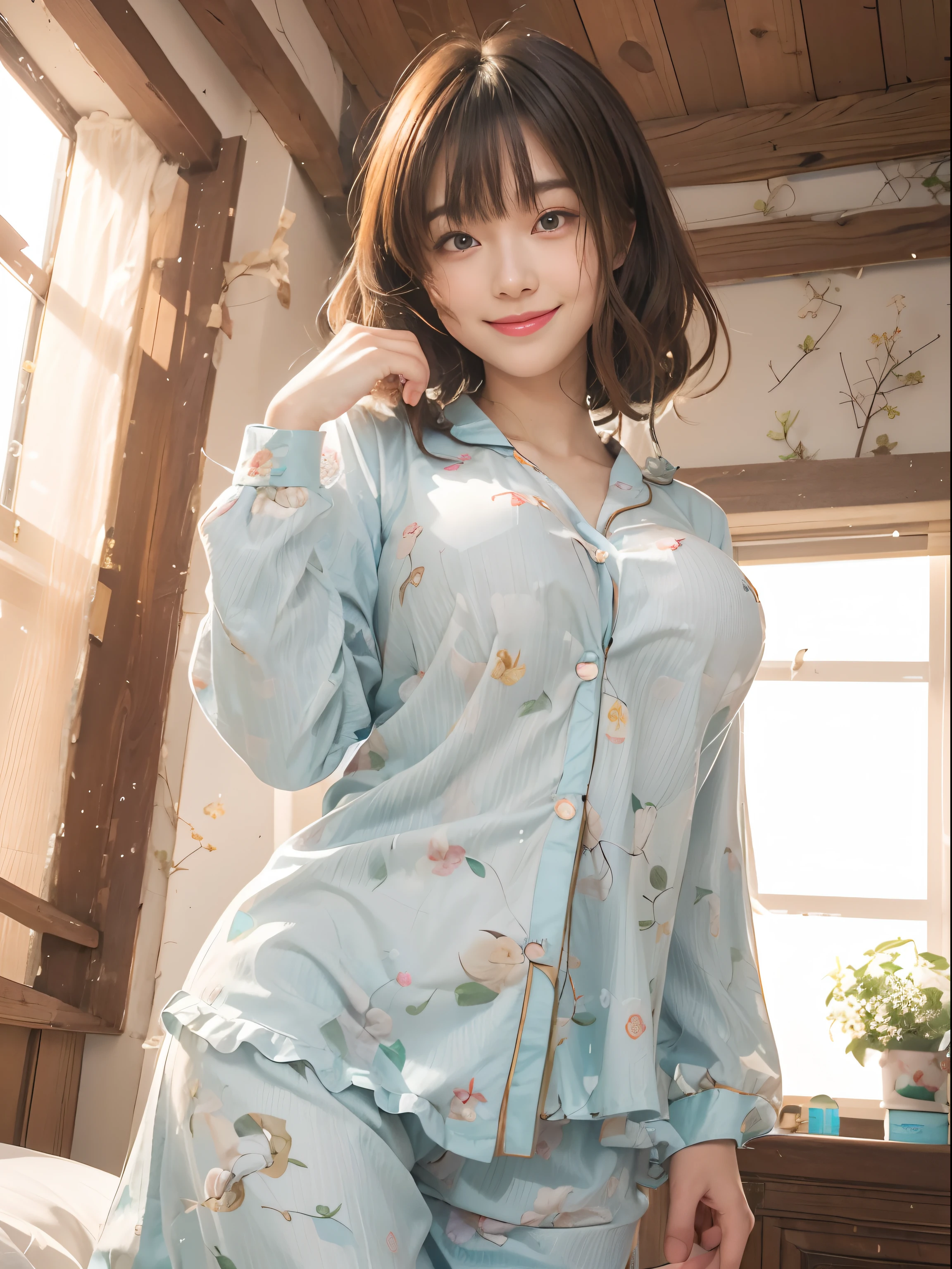 anime girl in pajamas posing in front of a window, cute anime girl, kawaii realistic portrait, beautiful anime girl, young anime girl, anime moe artstyle, pretty anime girl, wearing pajamas, anime girl, anime visual of a cute girl, attractive anime girl, cute anime girl portrait, (anime girl), portrait of cute anime girl, smiling sweetly, cute kawaii girl, masterpiece, superdeformed, (((full body:1.3))), ultra high res, RAW photo, masterpiece, ultra detailed, 8k, full detailed hair, highres, best quality, ultra high res, ultra detailed face and eyes, (((photorealistic:1.4))), looking at viewer, (((smiling:1.2))), cute, (((large breast:1.7))), (((ray tracing:1.4))), ((((long legs:1.4)))), Best quality , masterpiece, large hip, Fully facial detailed, beautiful, ((very detailed of hair )) , (((:1.2))), thin lips, big eyes, highres, seducing, blue eyes , slim waist, 8k:1.2, 16k:1.2, highres, karol bak uhd, inspired by hajime sorayama, sensual gravure idol, buxom chested, panasonic lumix s pro 70mm