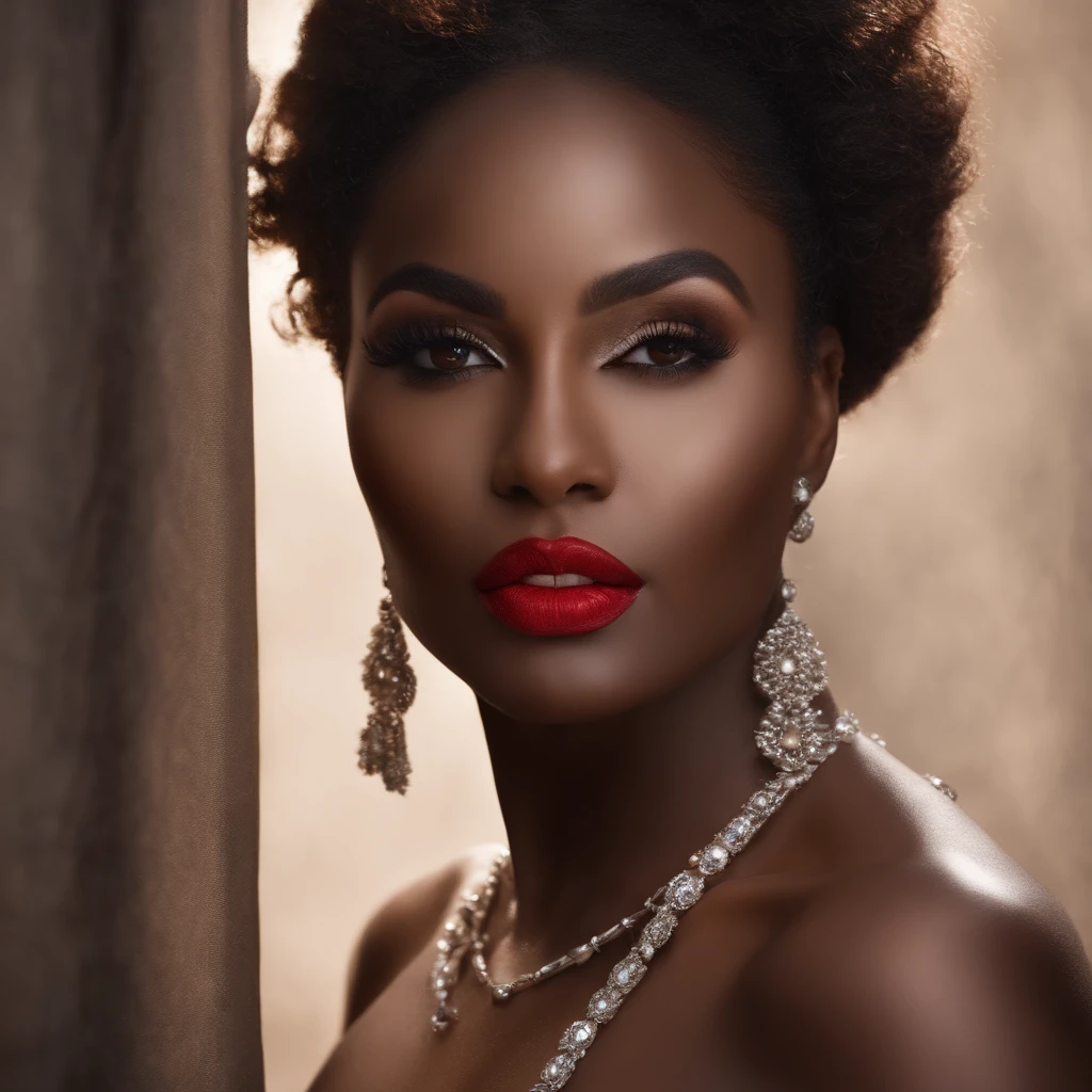 Black woman very beautiful well makeup size lacquin with pretty shapes