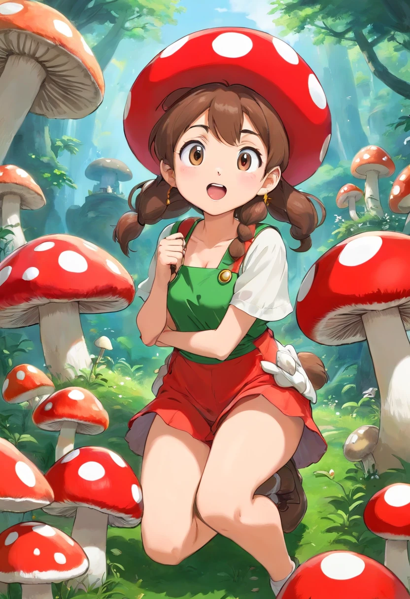 Mario　mushrooms　Kingdom　Overall　Surprised expression　年轻　Naughty Poses　cute little　tits out　friendly