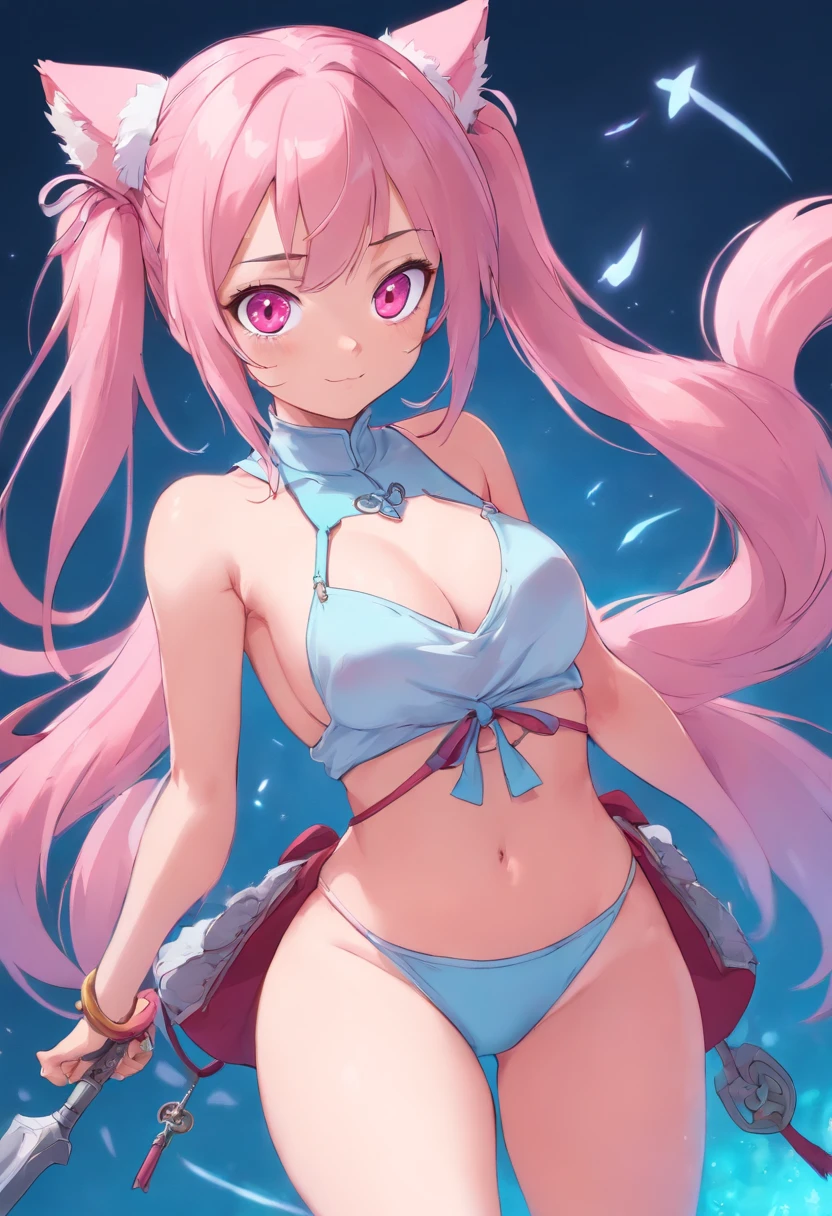 catss　Assassin　Light blue twin tails　Pink eyes　　年轻　 Poses　cute little　tits out　friendly