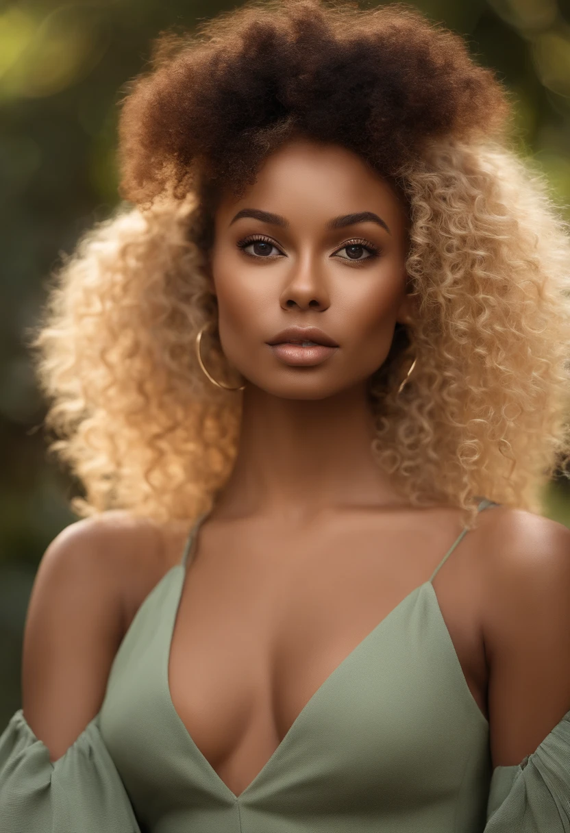 "Ultra-realistic image of a beautiful 21-year-old Afro-Latin girl,Caramel peel, corps parfait, forte poitrine, nez fin,Taille fine, cheveux blond, Curly and curly hair karibean , Piercing light green eyes.hyper-realistic,anatomie correcte,Facial features are carefully represented,Boucles gratuites, curly blonde hair, (cour, curly blonde hair), Long curly wild blonde hair, cheveux multiversaux, cour, curly blonde hair, curly blonde hair, Boucles, wavy hair spread out, Boucles baroques, Boucles, Curly,Texture des cheveux, Curly bang,Photo ID