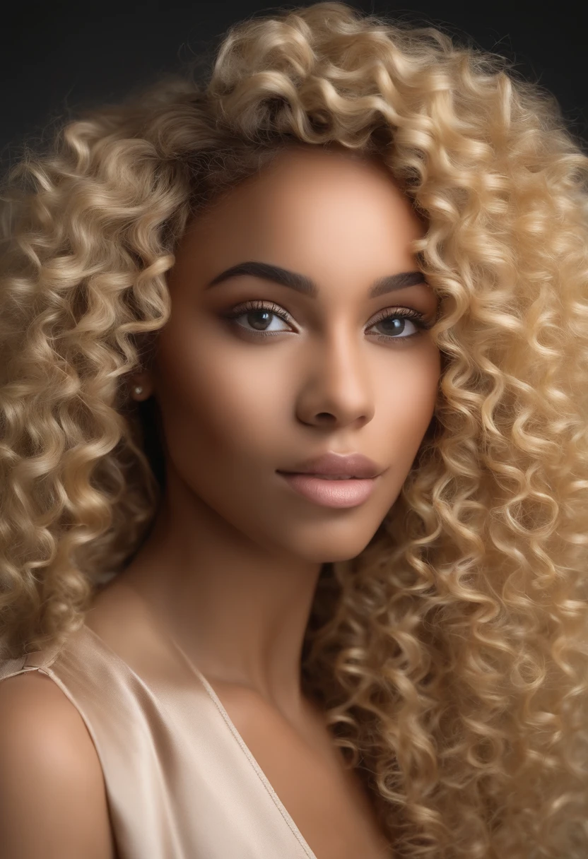 "Ultra-realistic image of a beautiful 21-year-old Afro-Latin girl,Caramel peel, corps parfait, forte poitrine, nez fin,Taille fine, cheveux blond, Curly and curly hair karibean , Piercing light green eyes.hyper-realistic,anatomie correcte,Facial features are carefully represented,Boucles gratuites, curly blonde hair, (cour, curly blonde hair), Long curly wild blonde hair, cheveux multiversaux, cour, curly blonde hair, curly blonde hair, Boucles, wavy hair spread out, Boucles baroques, Boucles, Curly,Texture des cheveux, Curly bang,Photo ID