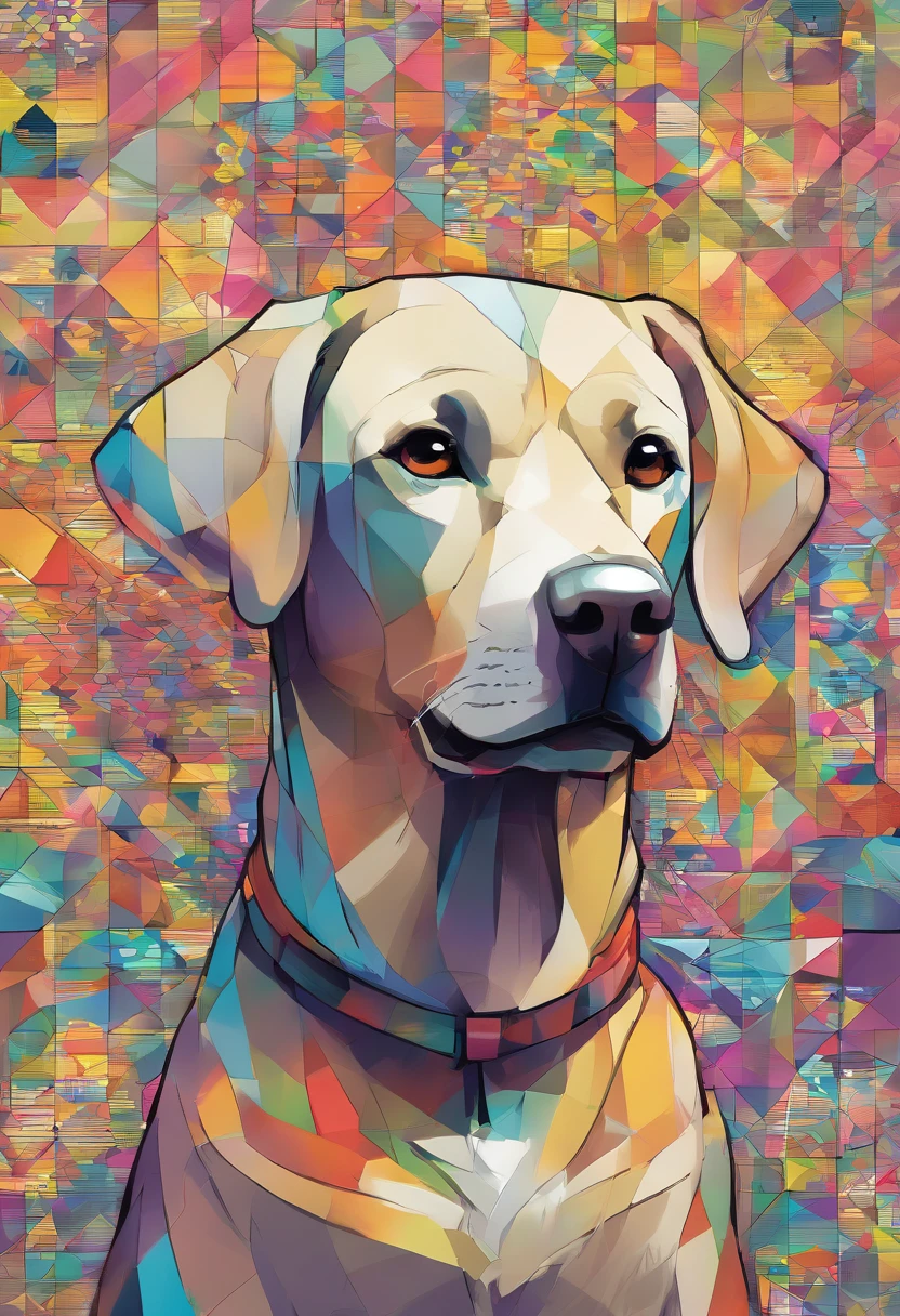 (cachorro labrador ),(melhor pose),(best angle), (better expression), Eduardo Kobra acolchoamento ,multidimensional geometric wall PORTRAIT, arte, Chibi,Yang08k, lindo, Colouring,