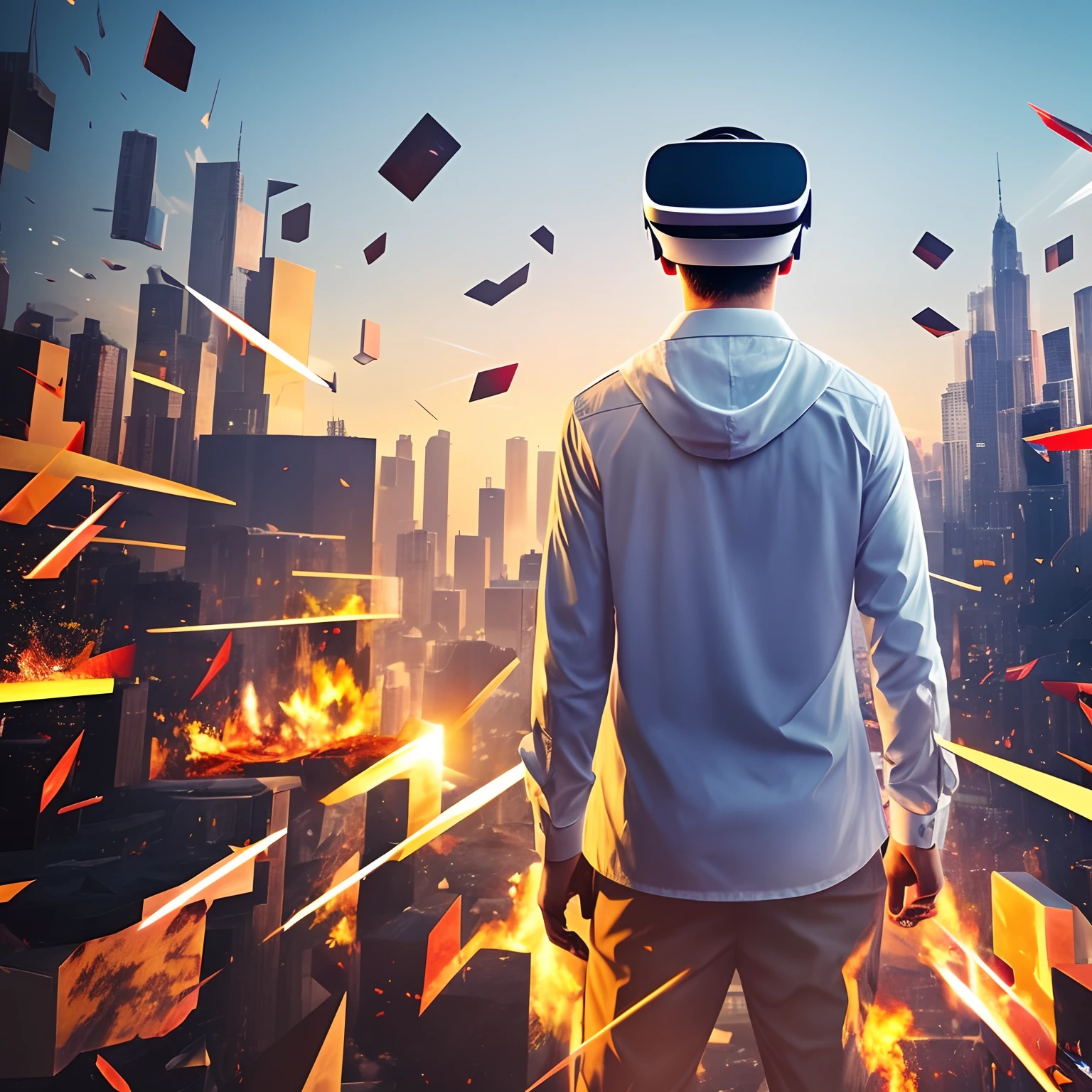 Falling people、virtual、games、VR、top-quality、male people、I can't see my face