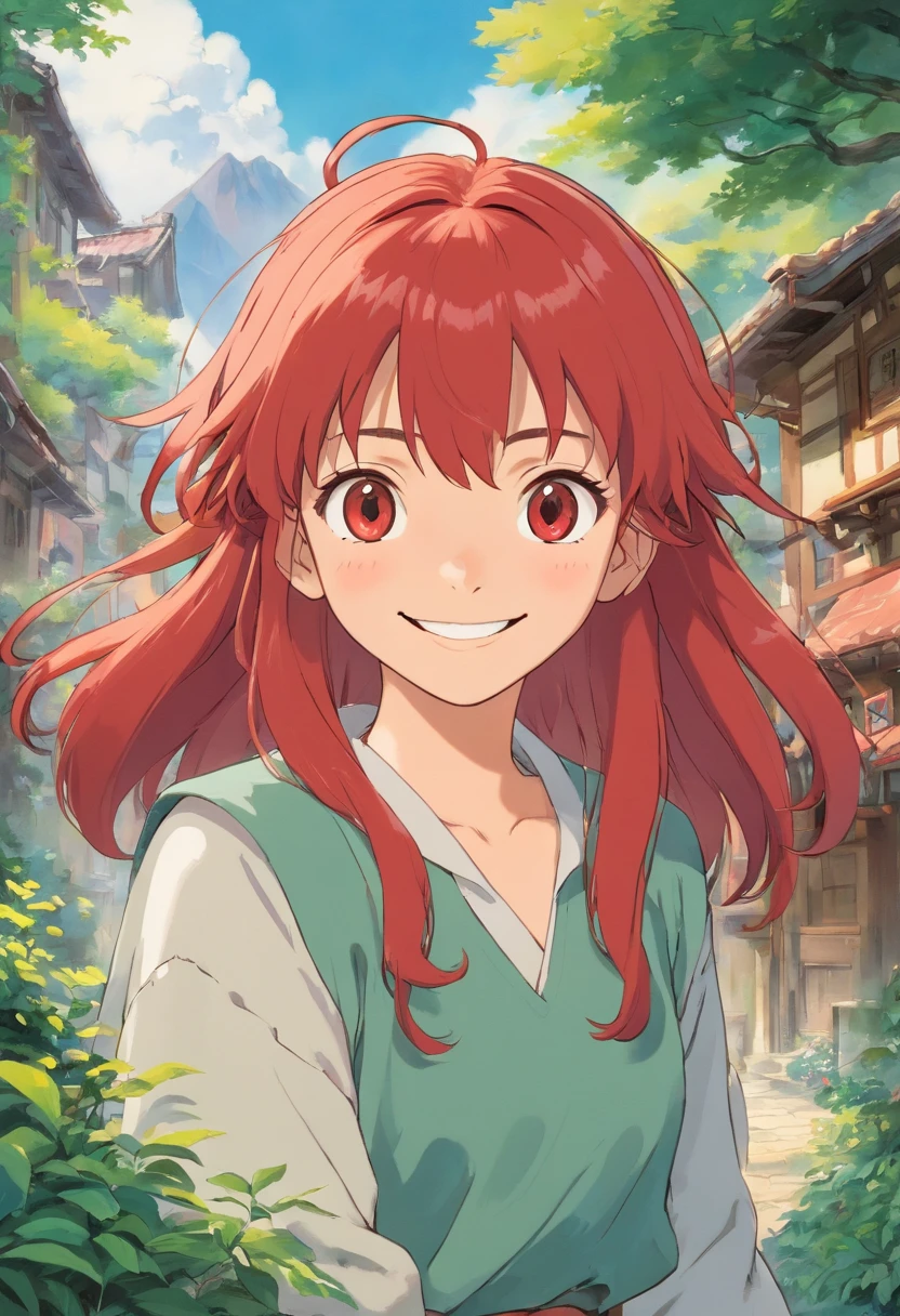 1990's,girl with,Smile,frontage,red hairs