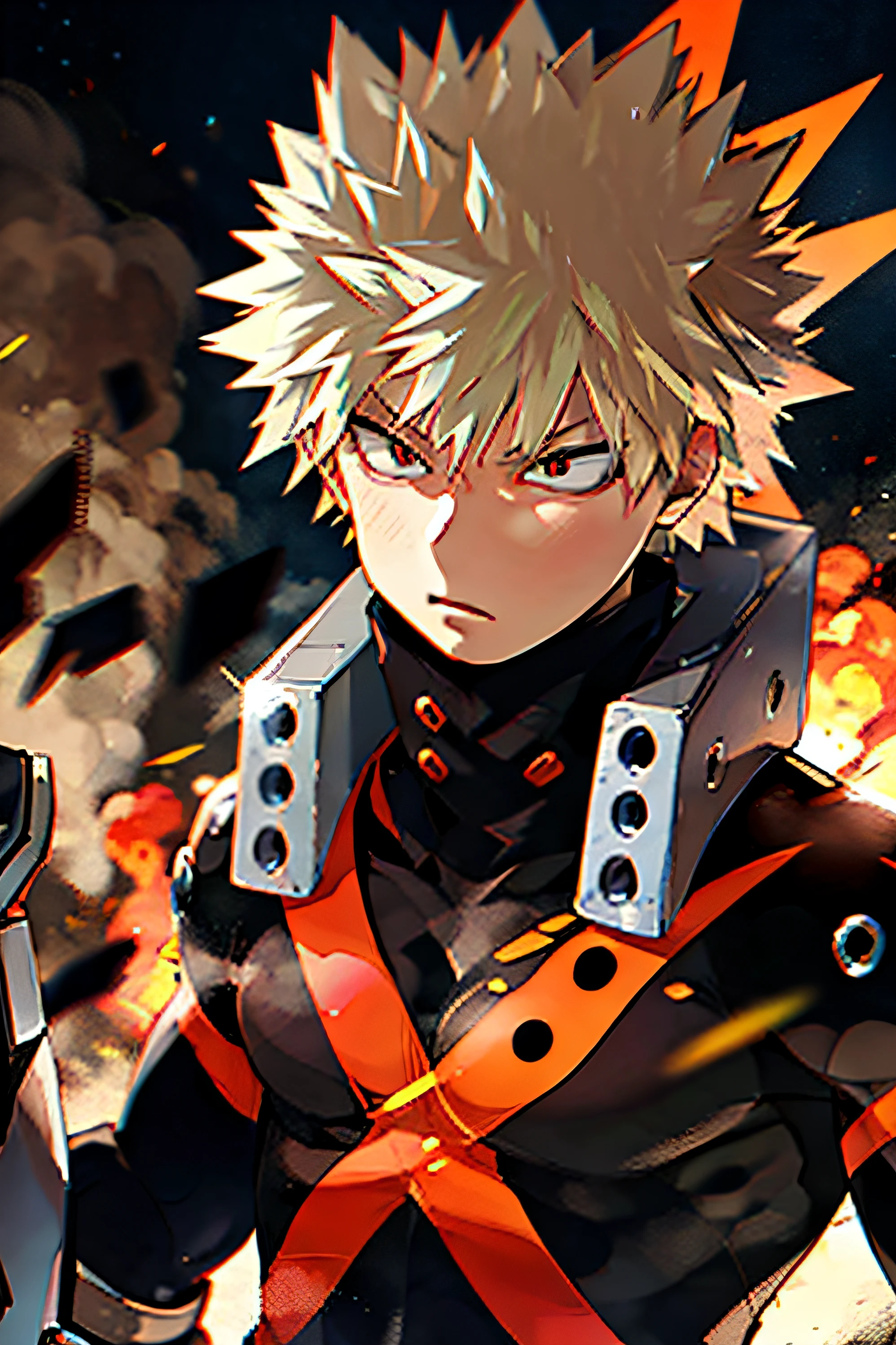 Bakugo, busto, Front view, anatomia perfeita, design inspirado no manga de boku no hero