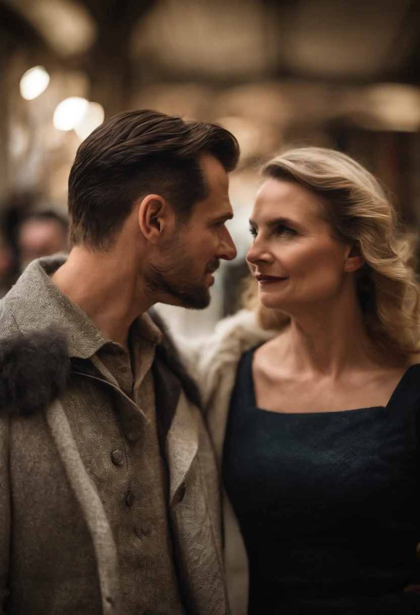 evil merciless married couple of man and woman who want to rule the entire mall, making plans, comedy villains, ruthless, mood, cinematic, real photo, in style of comedy film