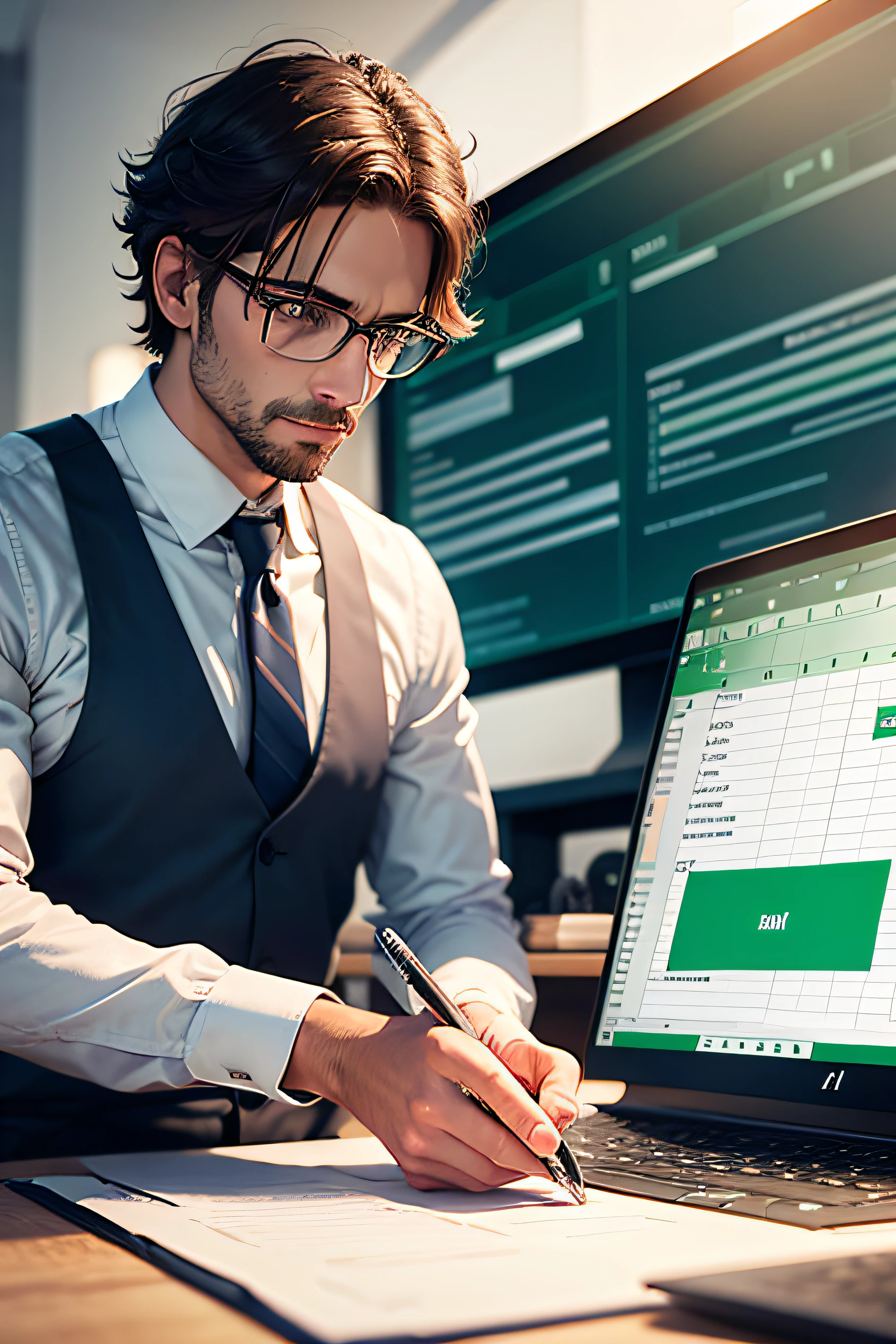 a man working with excel