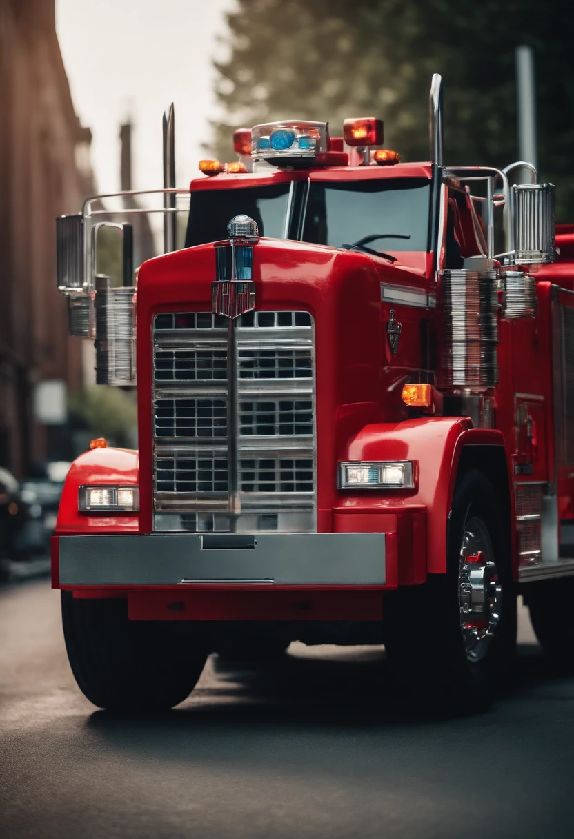 Portrait of Optimus prime as a fire truck like his animated counterpart