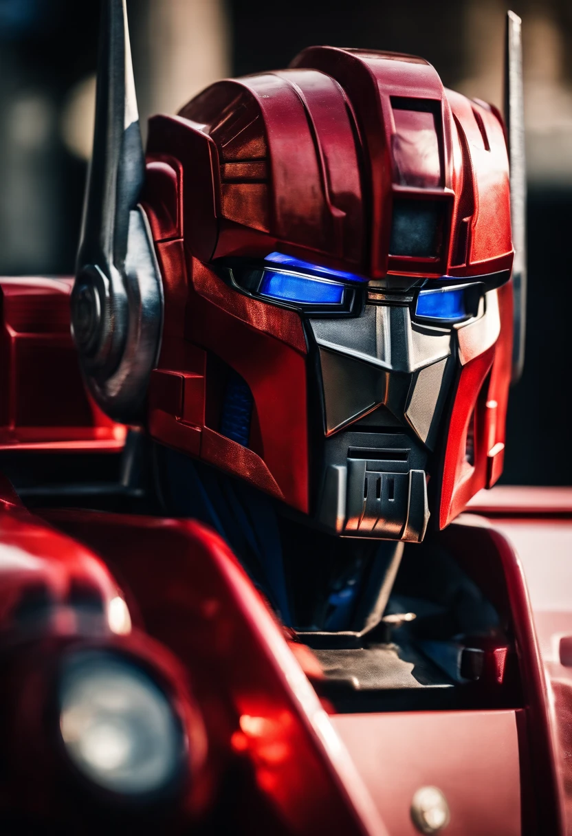 Portrait of the real Optimus prime as a fire truck like his 2007 animated counterpart
