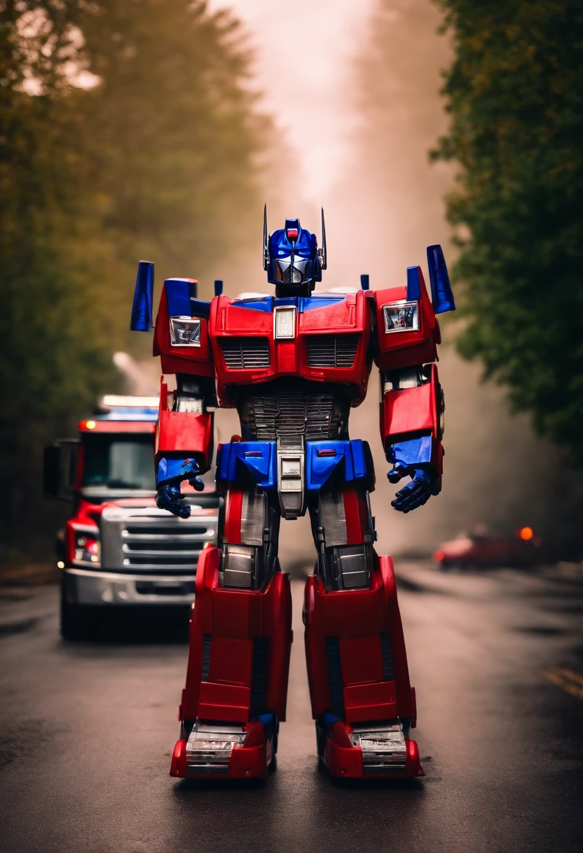 Portrait of the real Optimus prime as a fire truck like his 2007 animated counterpart
