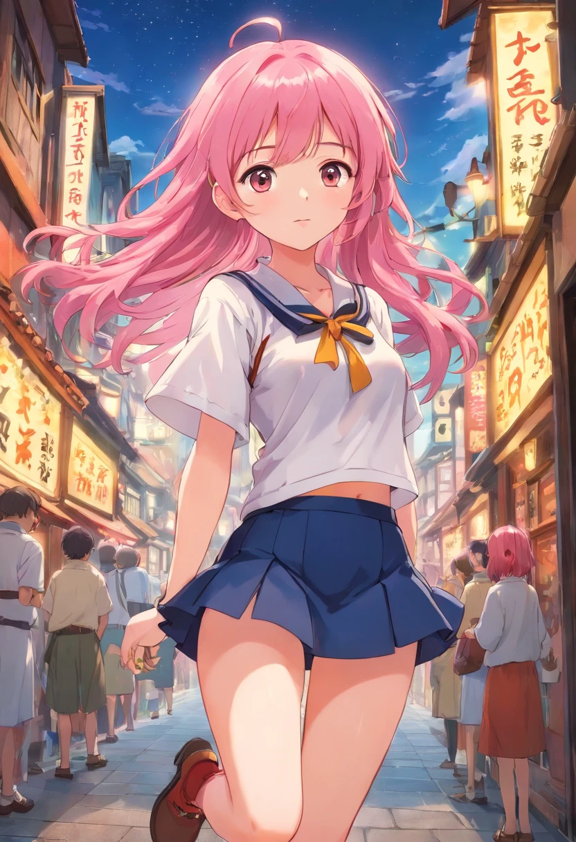 Idol Pink hair cute little 年轻 Unclear a miniskirt tits out