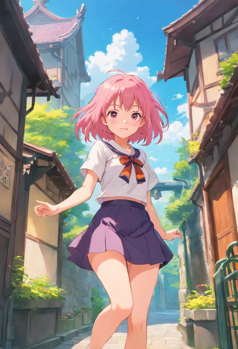 Idol Pink hair cute little 年轻 Unclear a miniskirt tits out