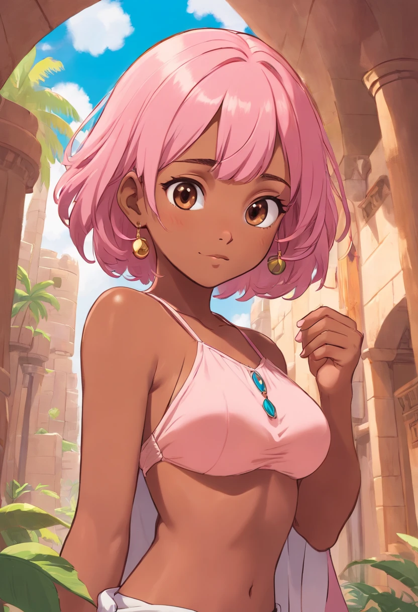 cleoopatra　　Egypt　Brown-skinned　cute little　tits out　friendly　Pink hair