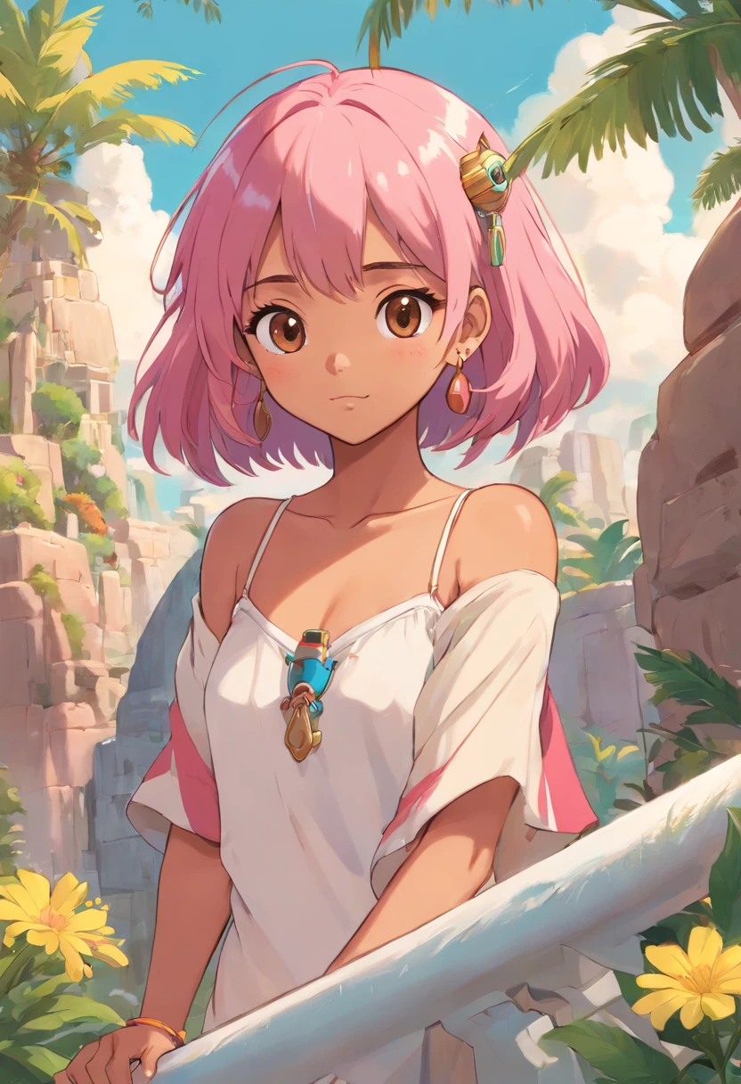 cleoopatra　　Egypt　Brown-skinned　cute little　tits out　friendly　Pink hair