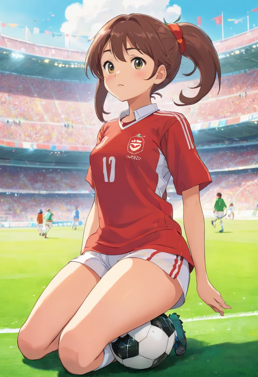 Playing Soccer　poneyTail　uniformss　stadio　年轻　Naughty Poses　cute little　tits out　friendly