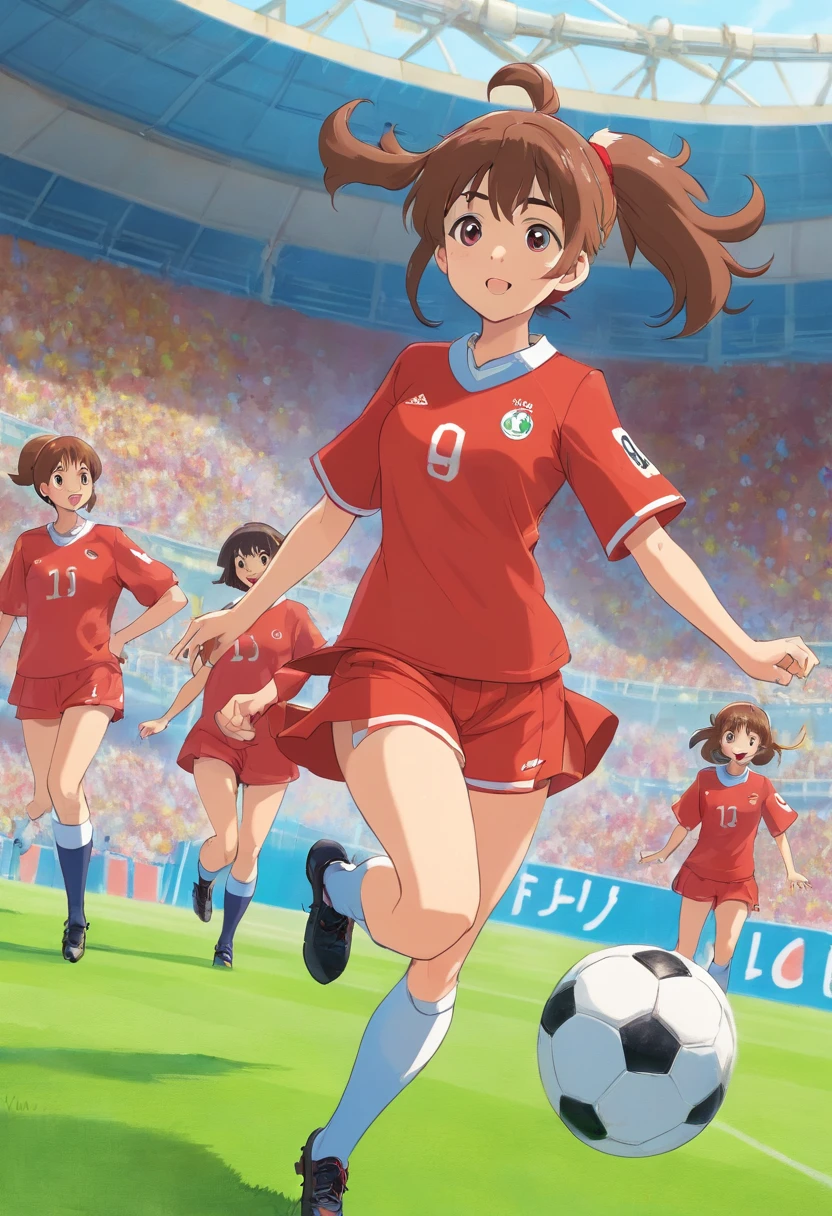 Playing Soccer poneyTail uniformss stadio 年轻 Naughty Poses cute little tits out friendly