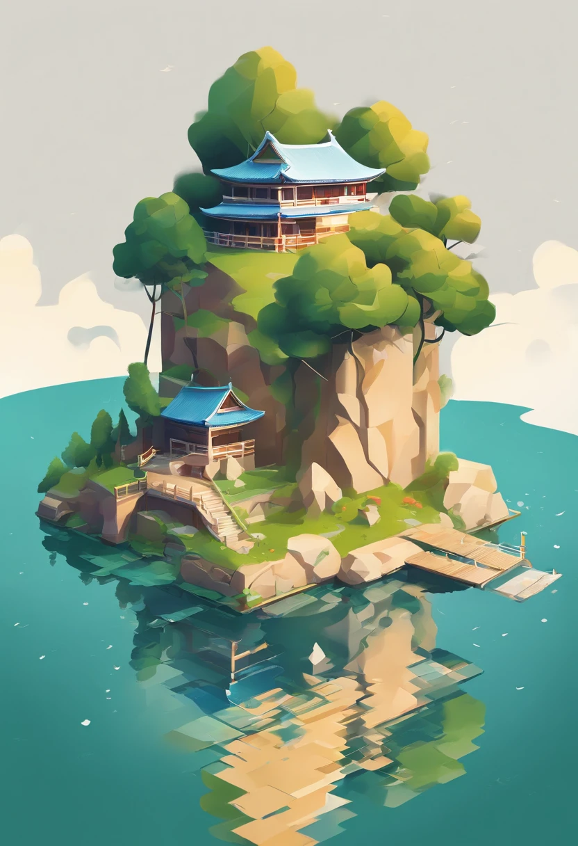 Trees reflected in the lake，The background is the house, author：Xia Yong, author：Cheng Jiasui, author：Yu Zheding, author：Wang Duo, Amazing composition, author：Shang Xi, author：Dai Xi, author：Shi Rui, Perfect composition Artem Demura, amazing simple composition, beautiful reflexions, author：Ji Sheng