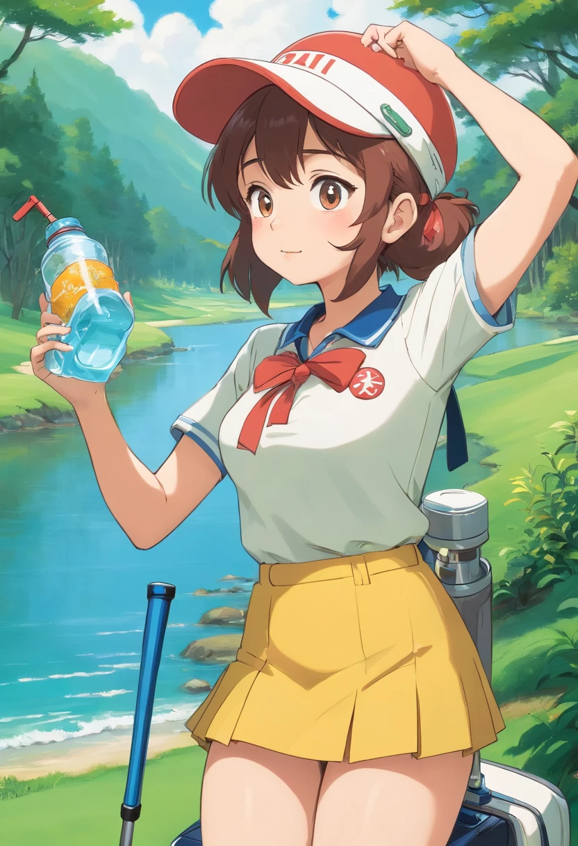 Golf caddy Sun visor water bottle uniformss 年轻 Naughty Poses cute little tits out friendly