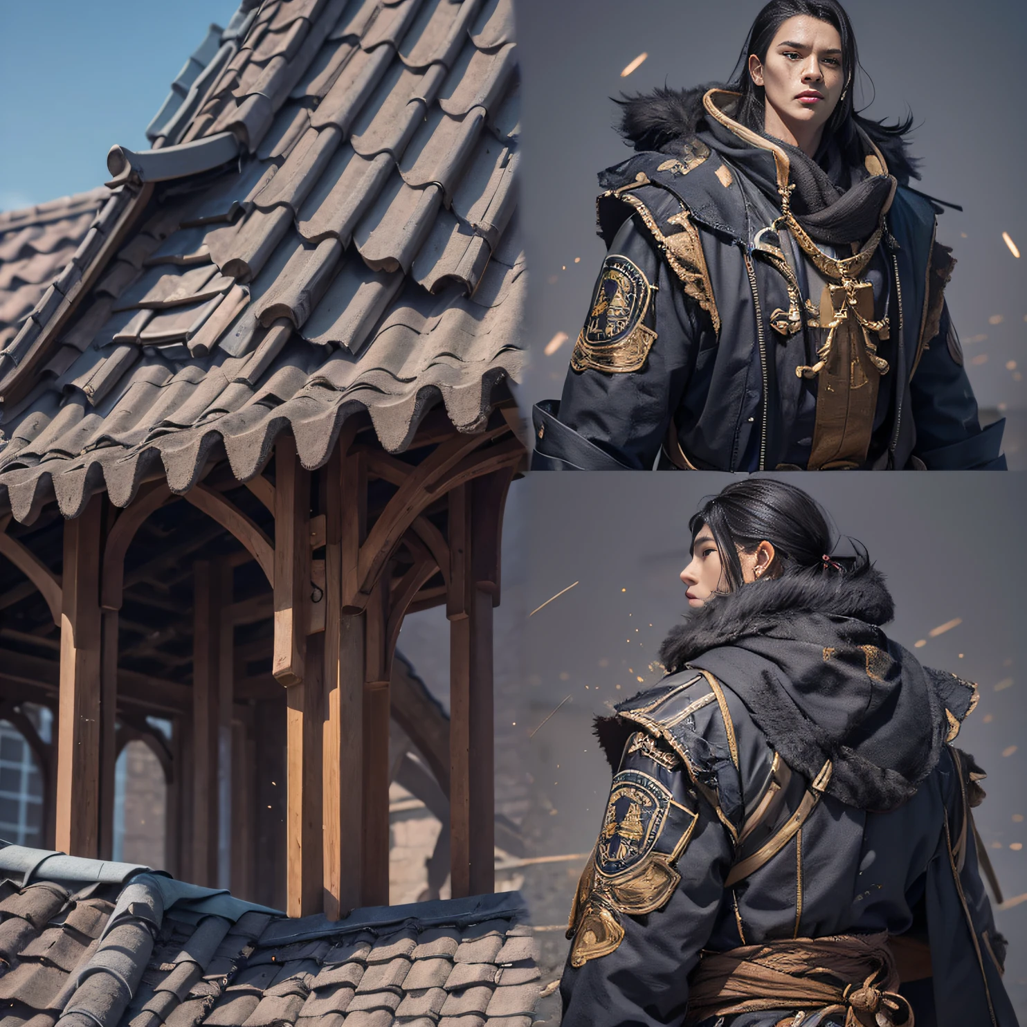 exteriors,roof(Best quality, 8K, Masterpiece: 1.3), Clear focus: 1.2,