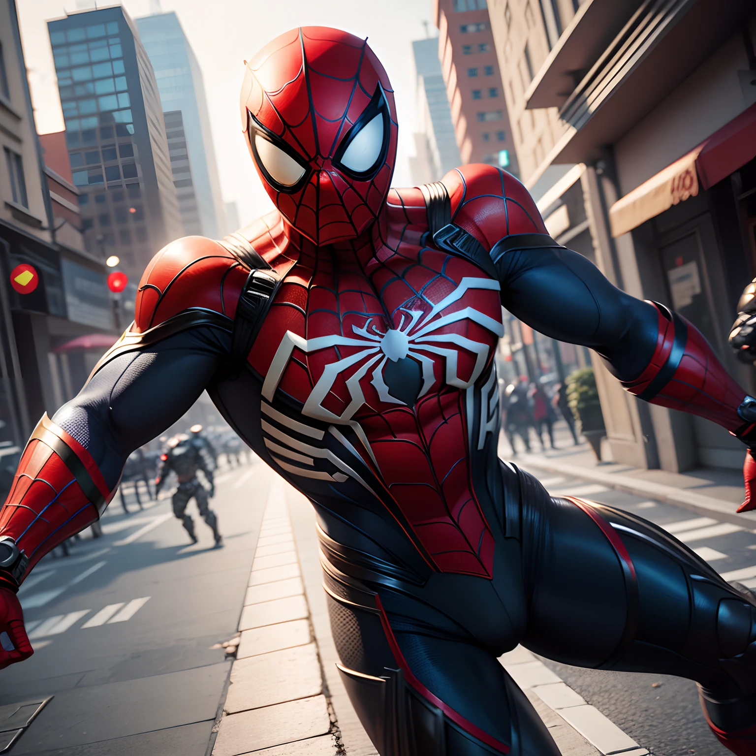 Spider-man sur toit de l'immeuble