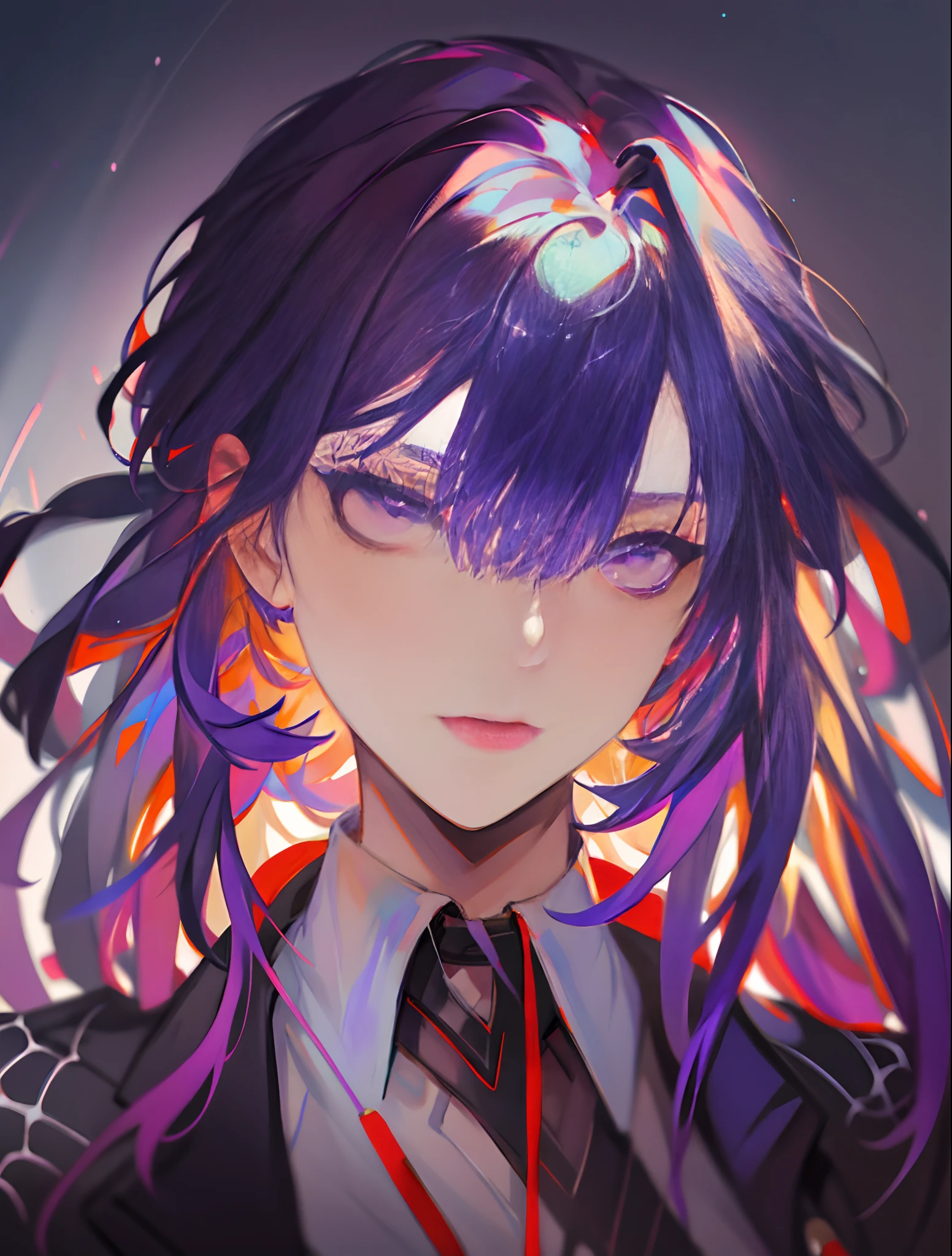 Kafka, purple hair and purple eyes wearing a black suit, detailed digital anime art, stunning anime face portrait, detailed portrait of anime girl, anime style 4 k, artwork in the style of guweiz, beautiful anime portrait, portrait anime girl, anime styled digital art, digital anime art, anime art wallpaper 4k, anime art wallpaper 4 k