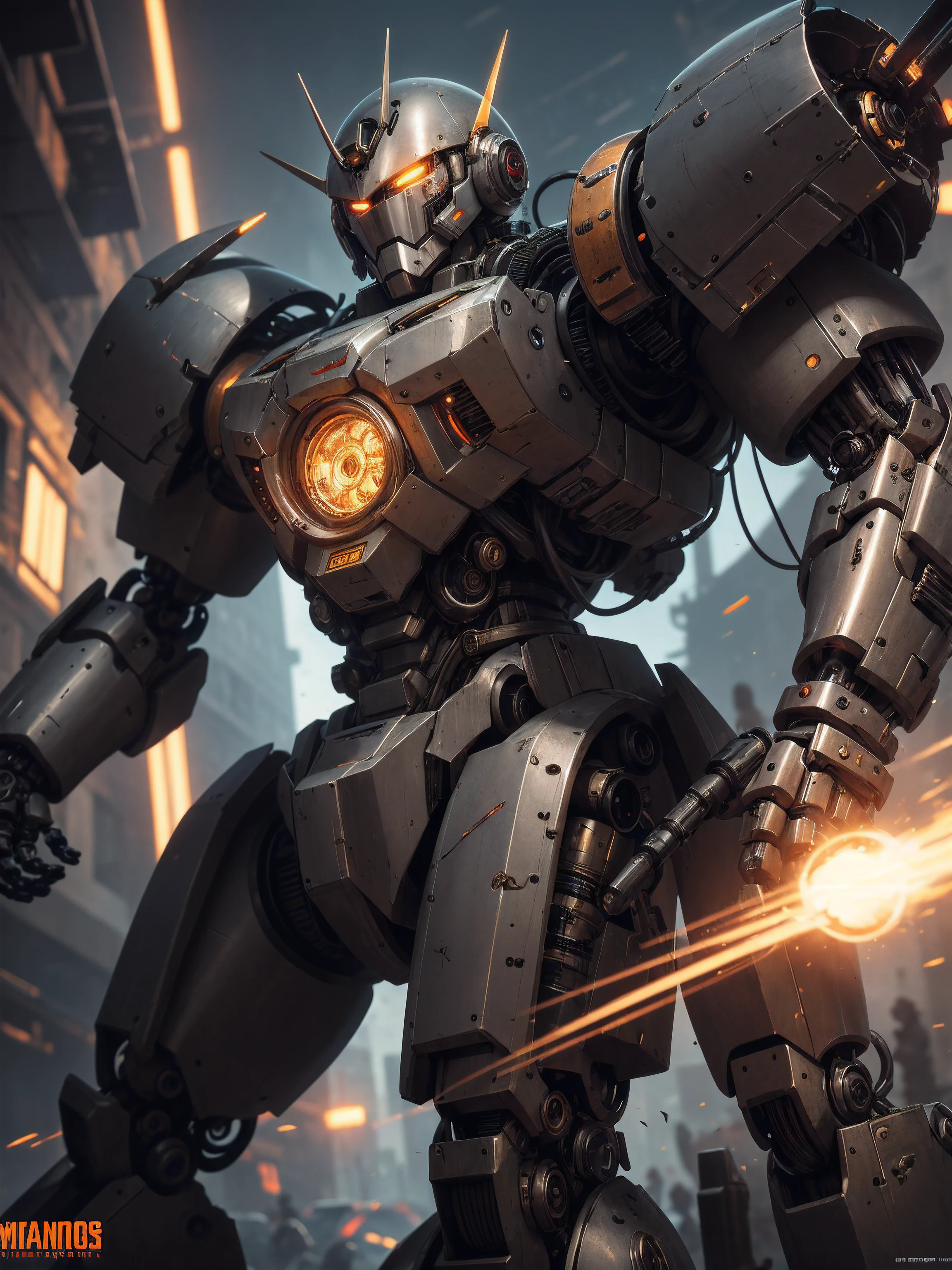 Mechanical steampunk-style mecha, made from mechanical parts, (mecha body), (mecha limbs), ((detailed face)), ((looking at camera)), cowboy shot, cybernetics and servo motors, insane detail, ((dynamic pose)), cinematic lighting, steampunk background.
