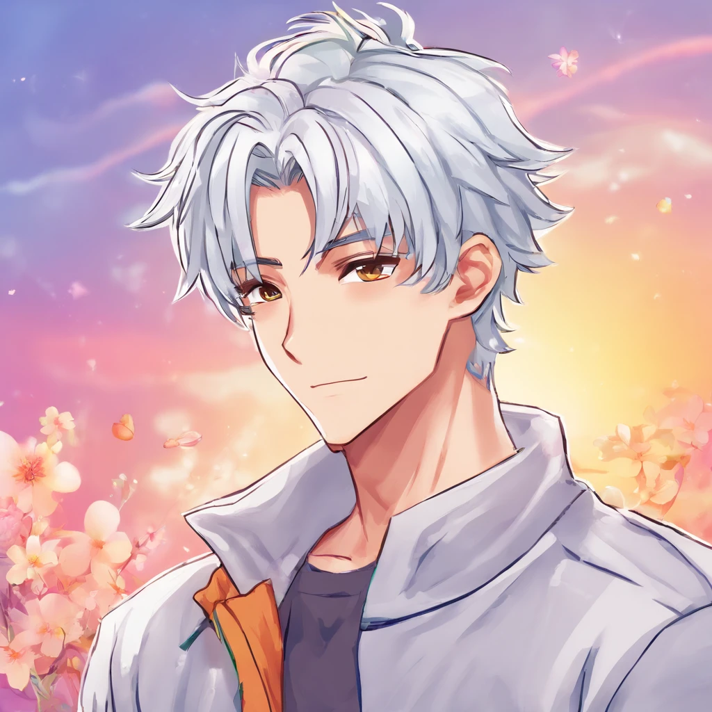 Handsome boy with silver hair