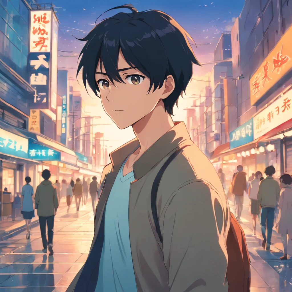 Handsome man with black hair
