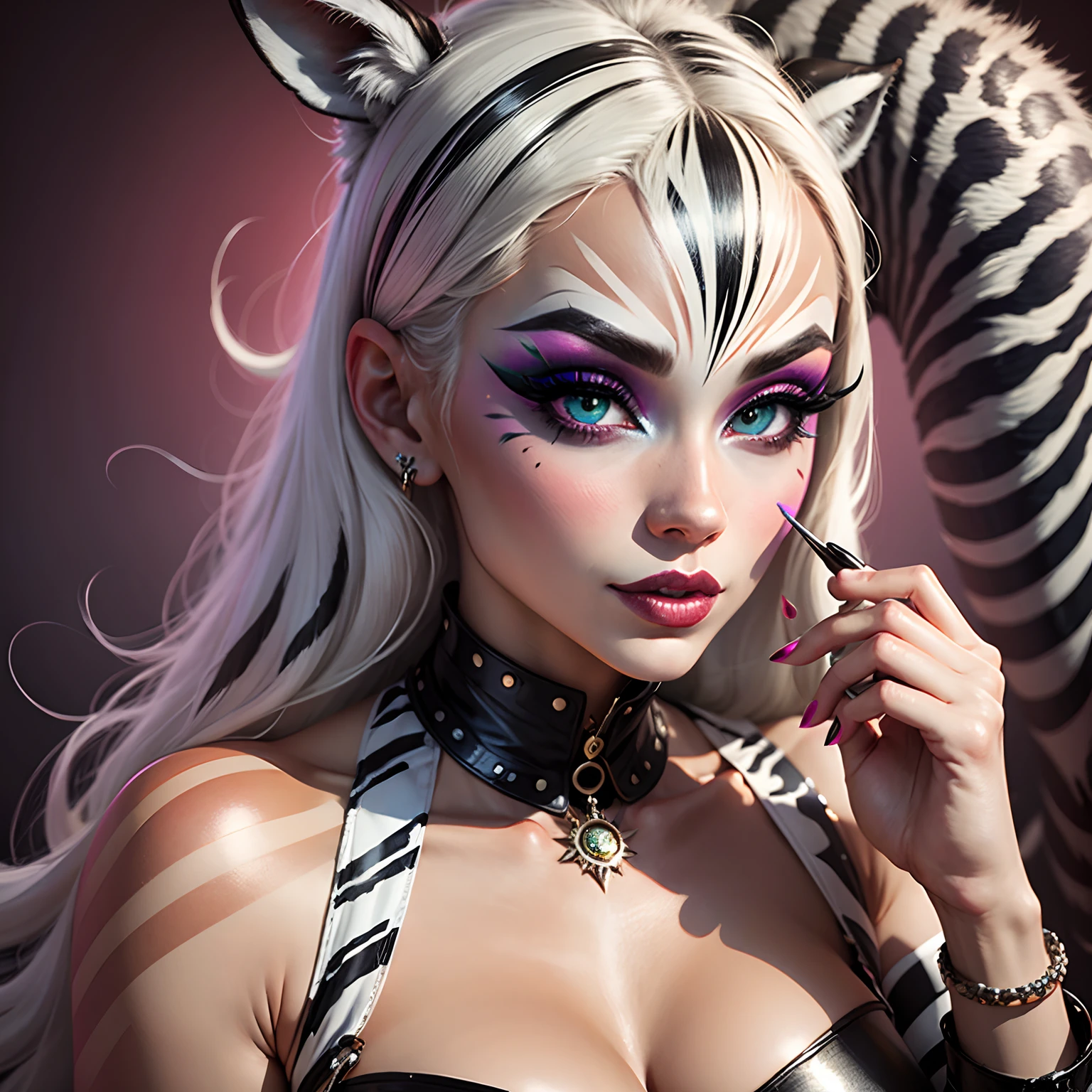 Zebra with drag queen makeup --auto --s2