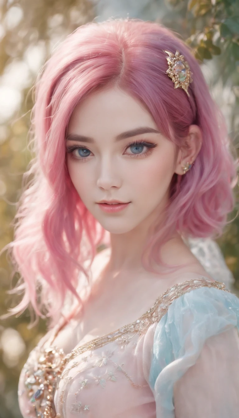 (focus detailed mouth), (teeth), (ear) ,anime girl with colorful hair and a colorful dress, rossdraws pastel vibrant, rossdraws cartoon vibrant, anime style 4 k, beautiful anime portrait, artgerm colorful!!!, ! dream artgerm, beautiful anime girl, anime styled digital art, anime art wallpaper 4k, anime art wallpaper 4 k, digital anime art, extremely detailed artgerm