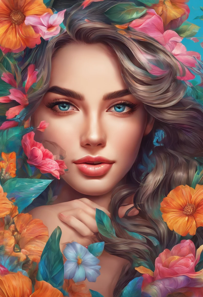 A gelina Jolie in A botanical masterpiece in the style of Marco Mazzoni, detailed, hyper-realistic, front view, elemets of symbolism and surrealism, a painting by mse a attractive seductive Angelina Jolie by agnes cecile, luminous design, pastel colours, ink drips, spring lights, intricate design, looking to the viewer intertwined, beautiful attractive seductive Angelina Jolie, flowers, pastel, looking to the viewer, front view